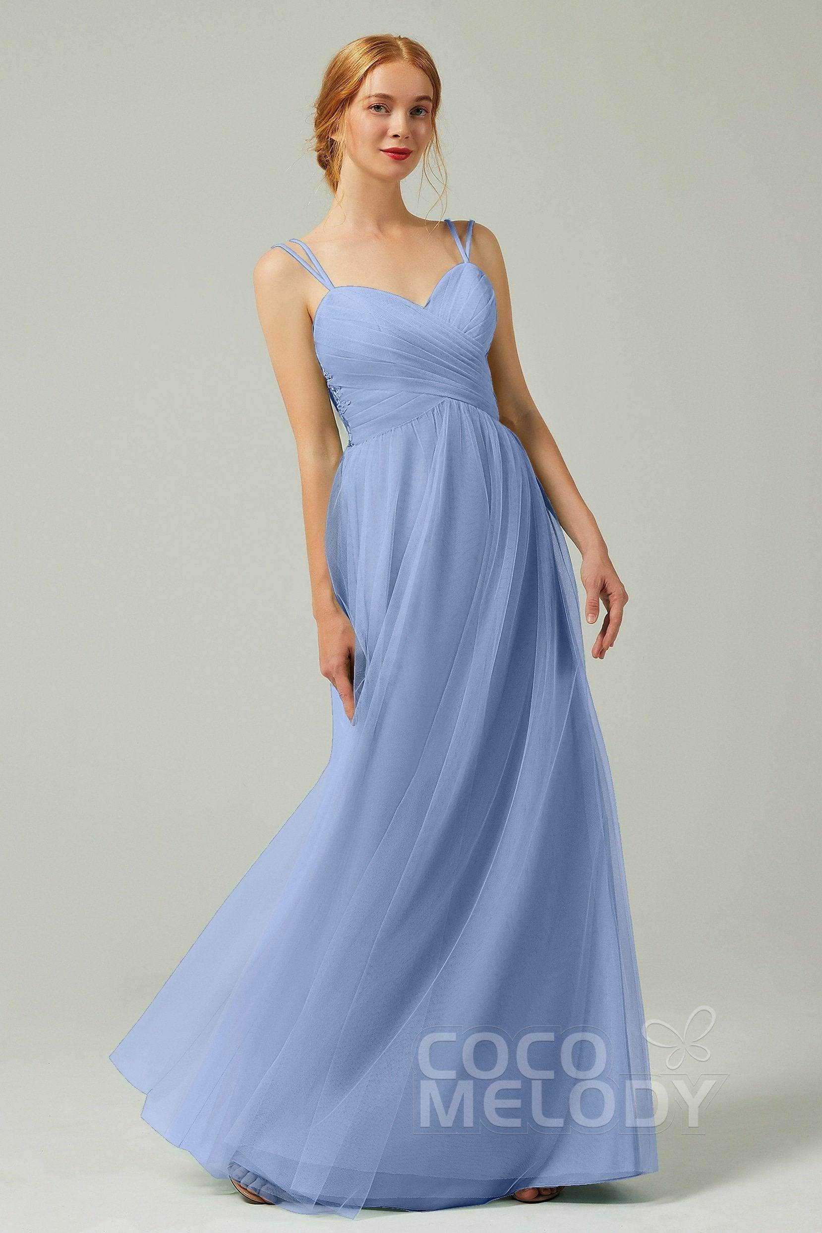 A-Line Floor Length Tulle Bridesmaid Dress CB0325