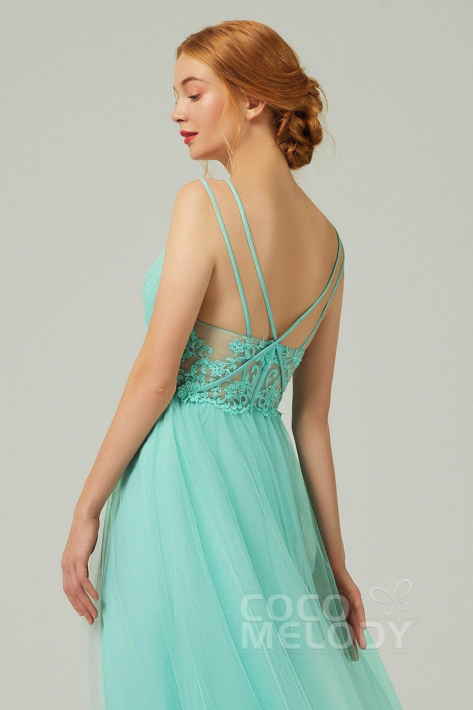 A-Line Floor Length Tulle Bridesmaid Dress CB0325