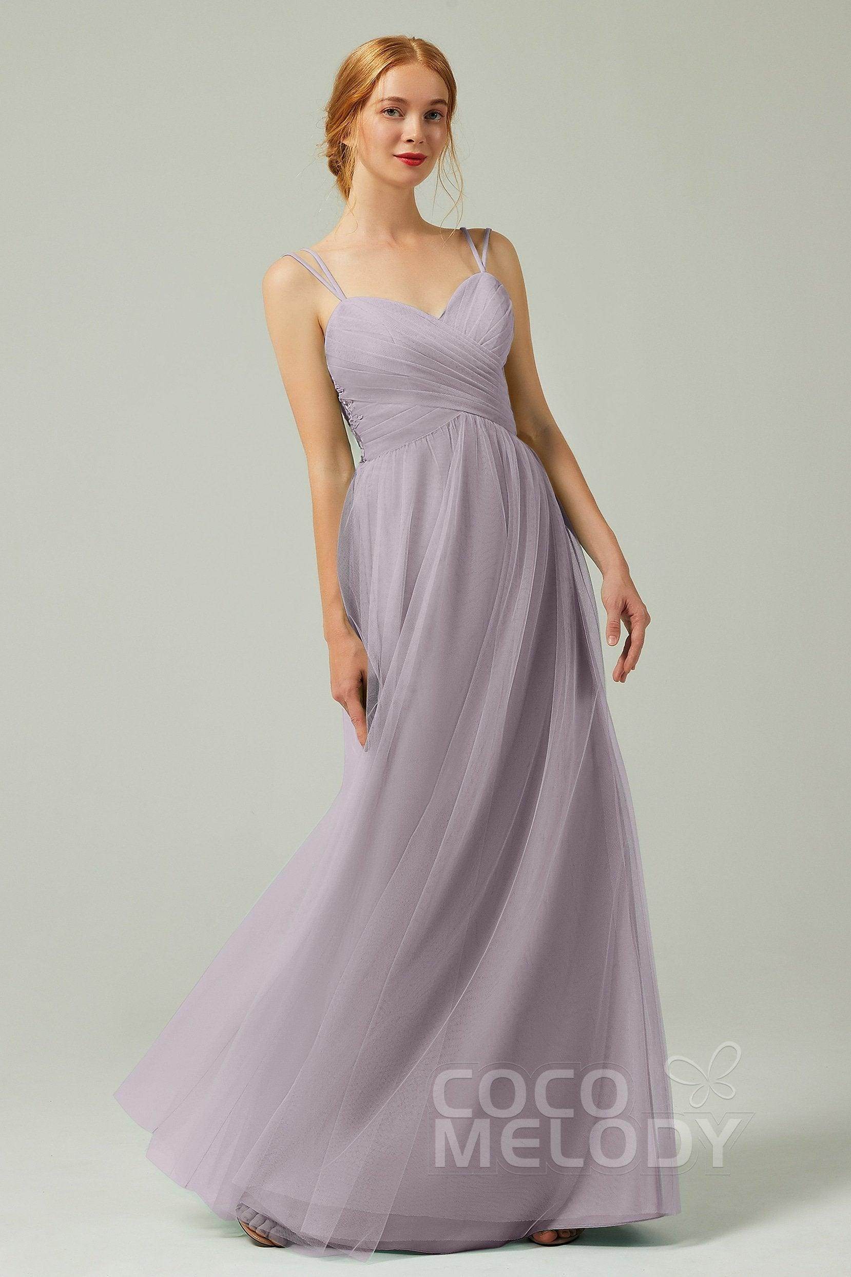 A-Line Floor Length Tulle Bridesmaid Dress CB0325