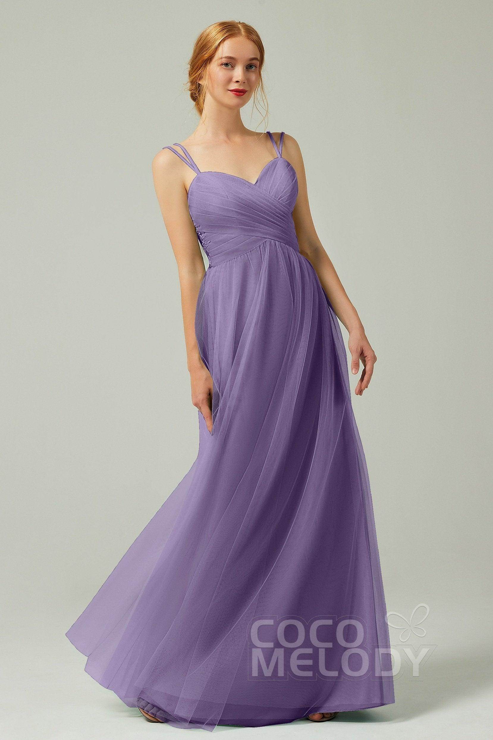 A-Line Floor Length Tulle Bridesmaid Dress CB0325