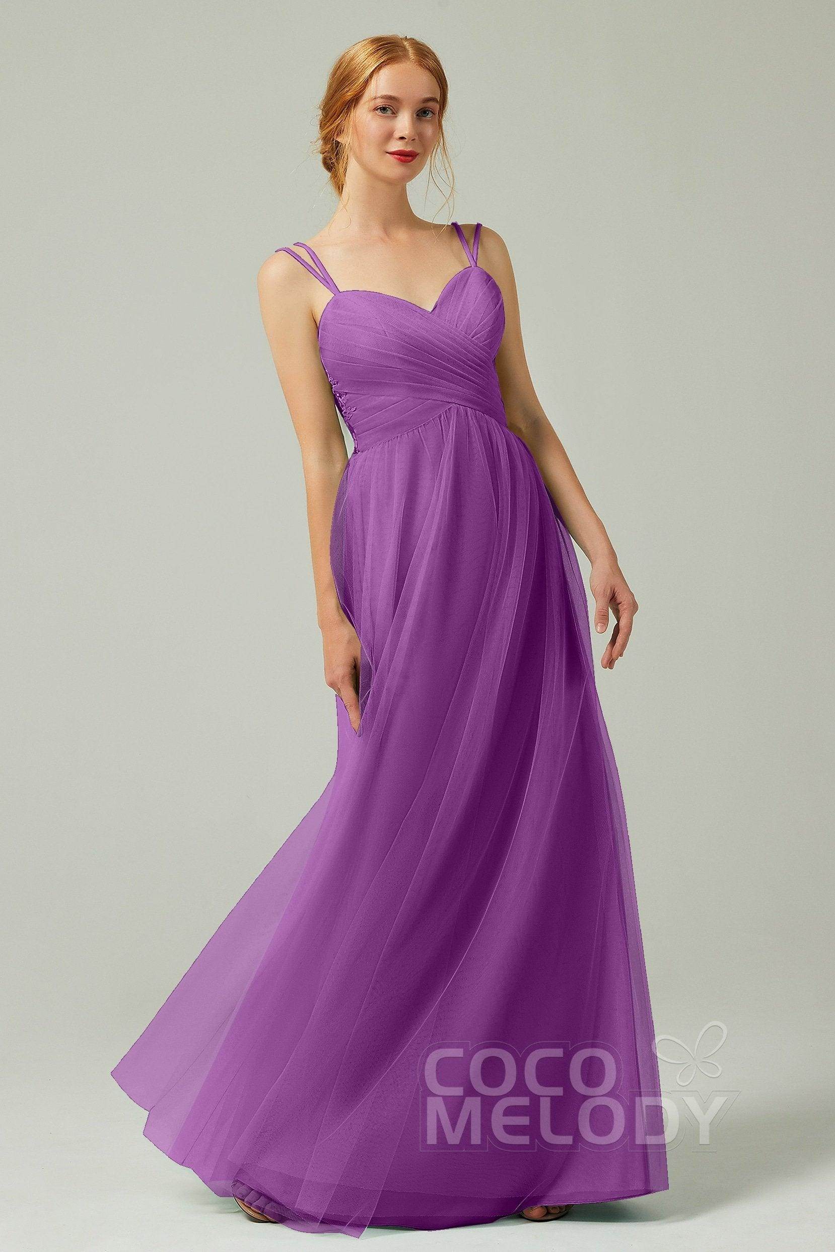 A-Line Floor Length Tulle Bridesmaid Dress CB0325