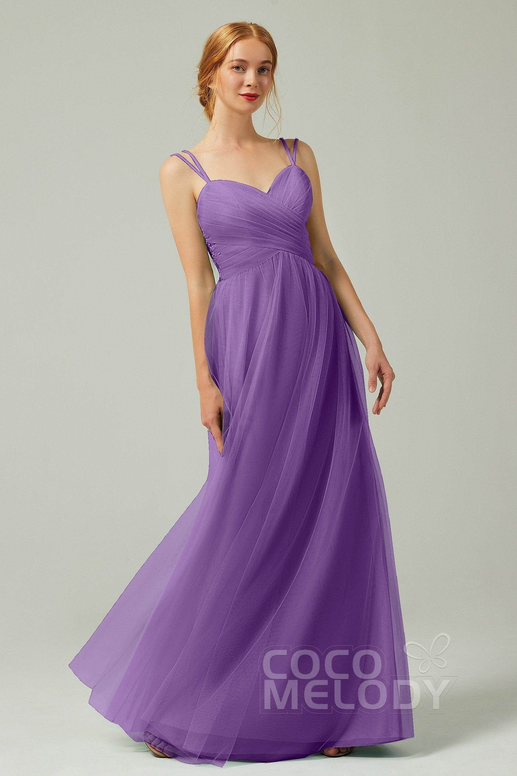 A-Line Floor Length Tulle Bridesmaid Dress CB0325