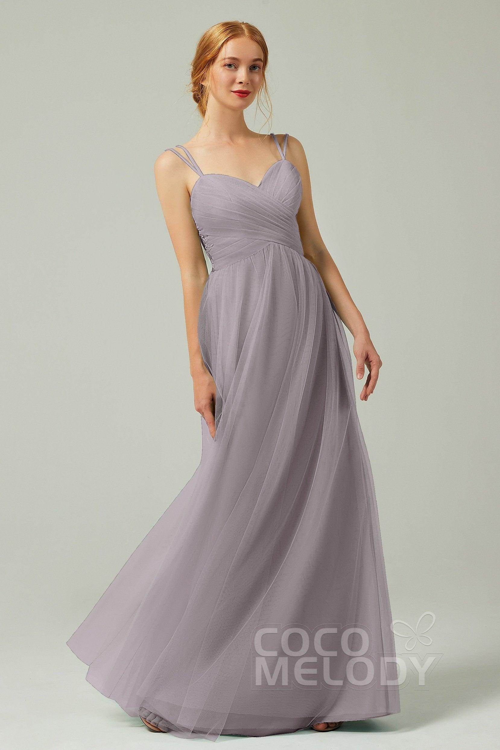 A-Line Floor Length Tulle Bridesmaid Dress CB0325