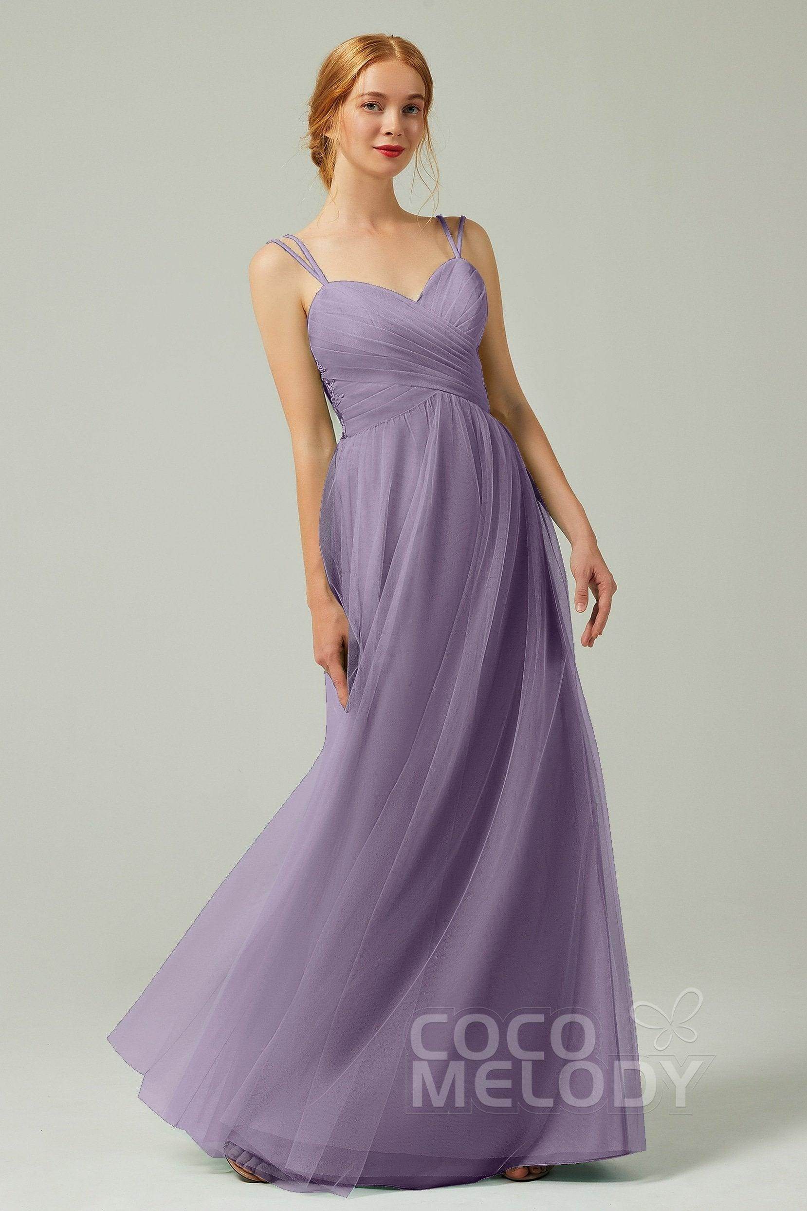 A-Line Floor Length Tulle Bridesmaid Dress CB0325