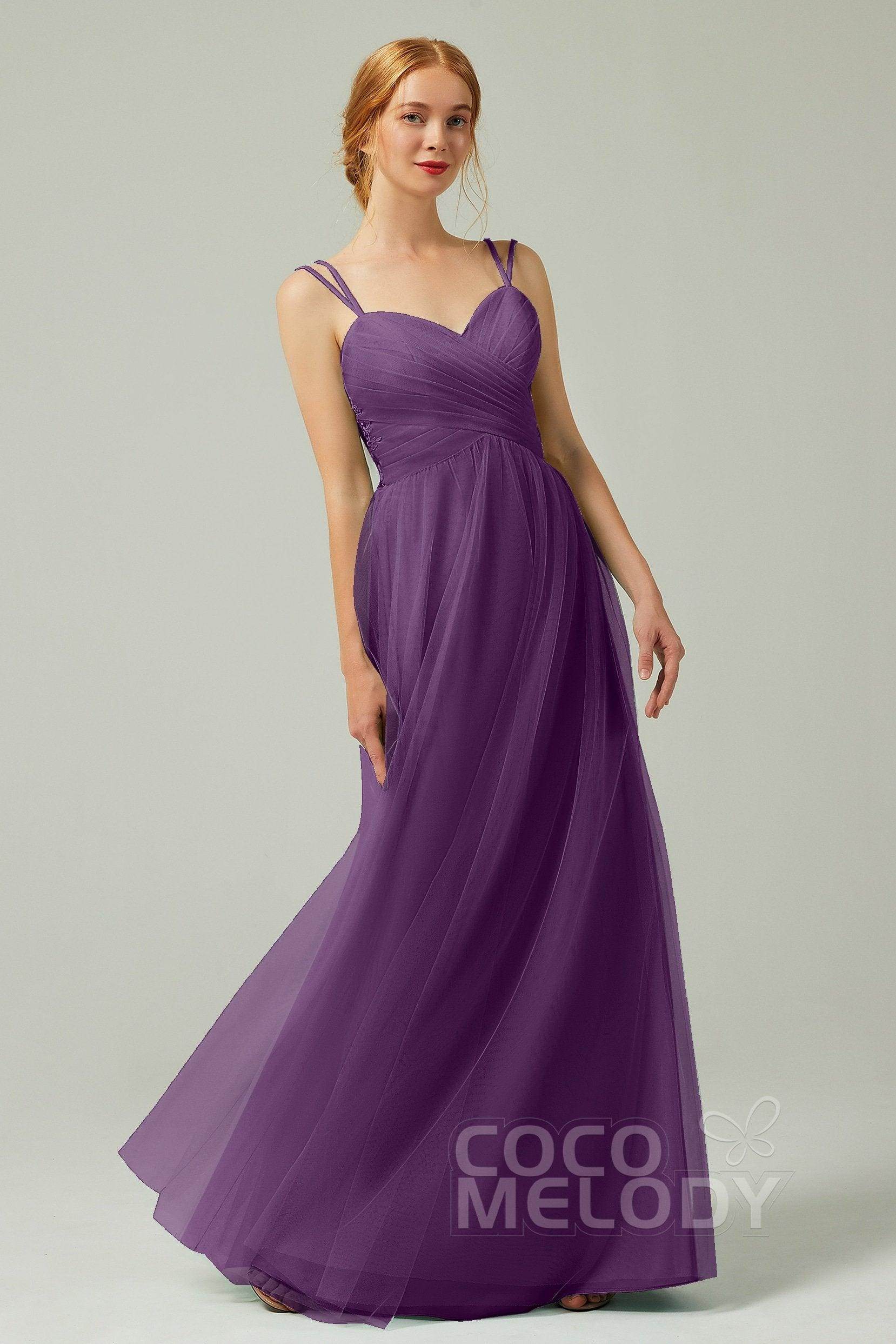 A-Line Floor Length Tulle Bridesmaid Dress CB0325