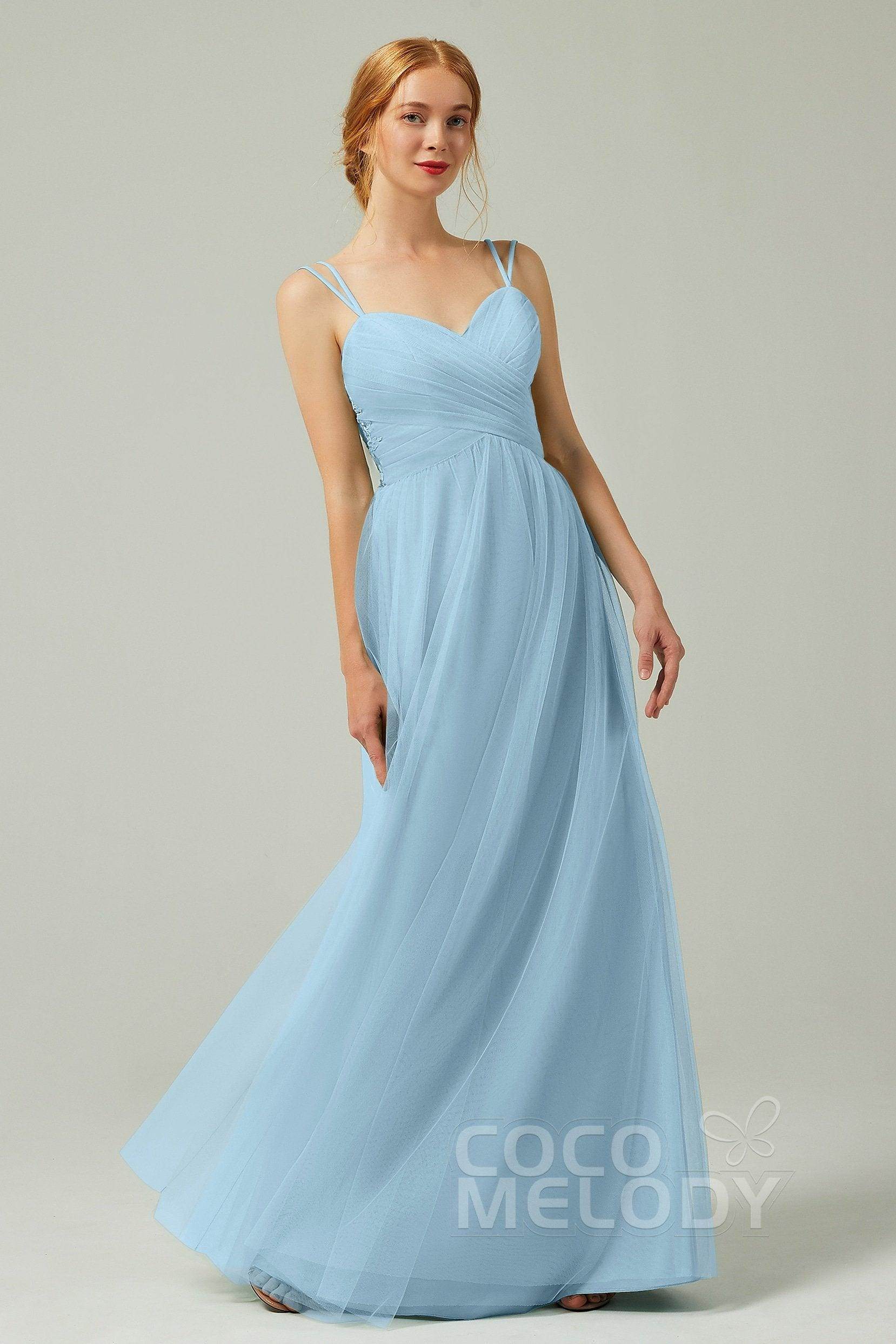 A-Line Floor Length Tulle Bridesmaid Dress CB0325