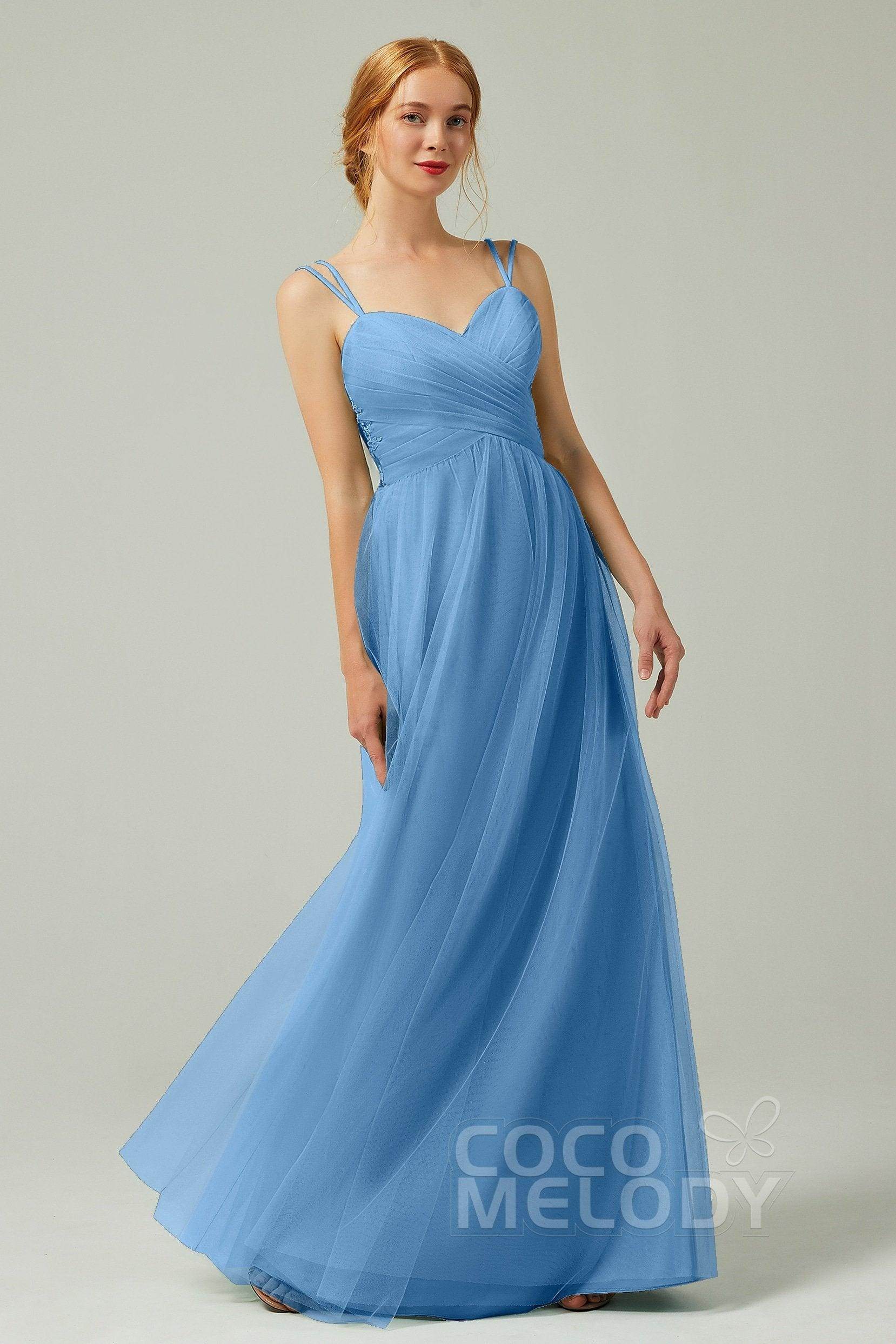 A-Line Floor Length Tulle Bridesmaid Dress CB0325