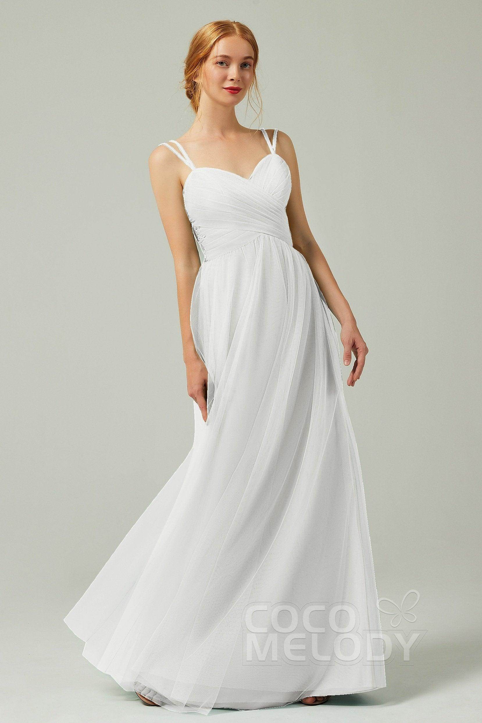 A-Line Floor Length Tulle Bridesmaid Dress CB0325