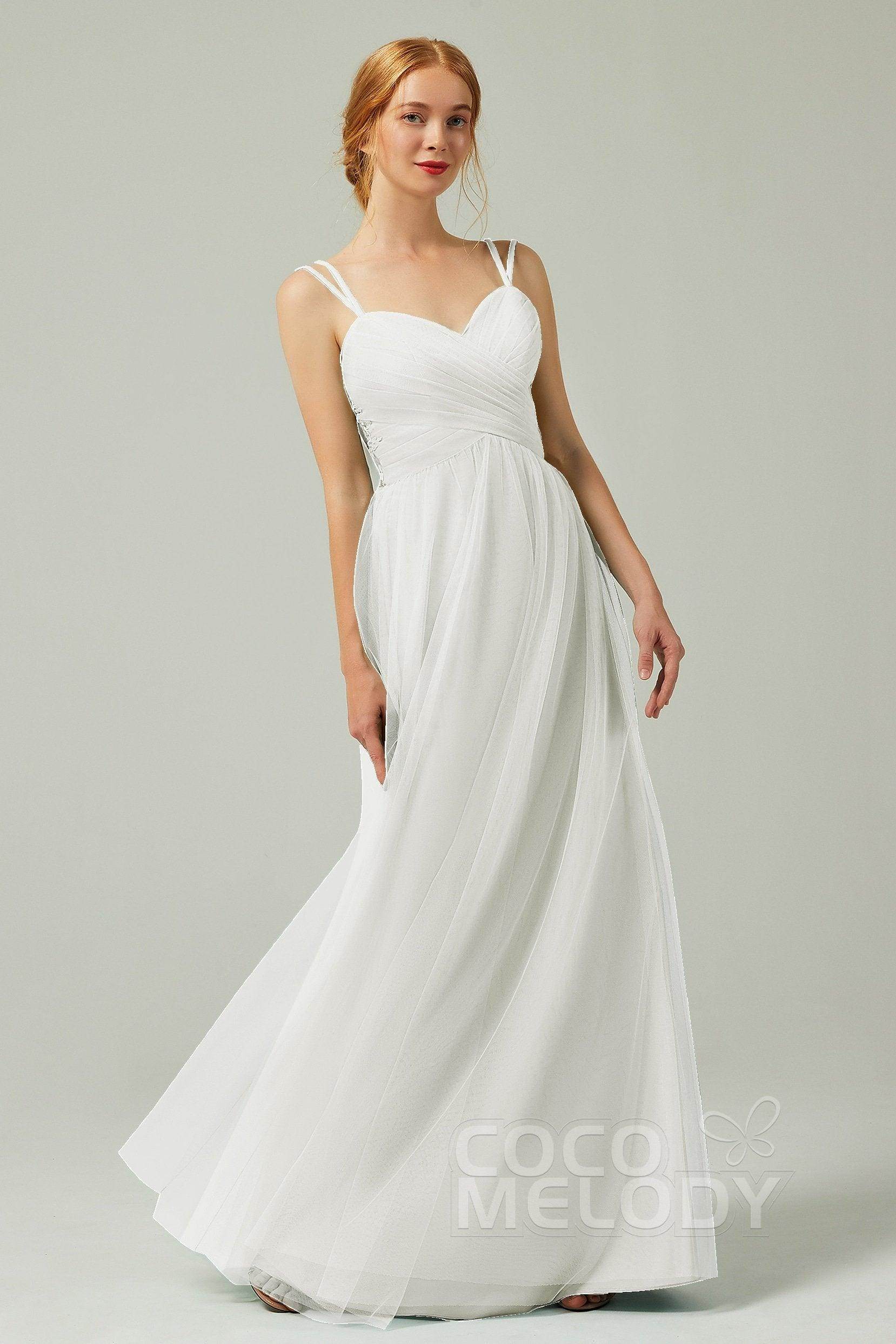 A-Line Floor Length Tulle Bridesmaid Dress CB0325
