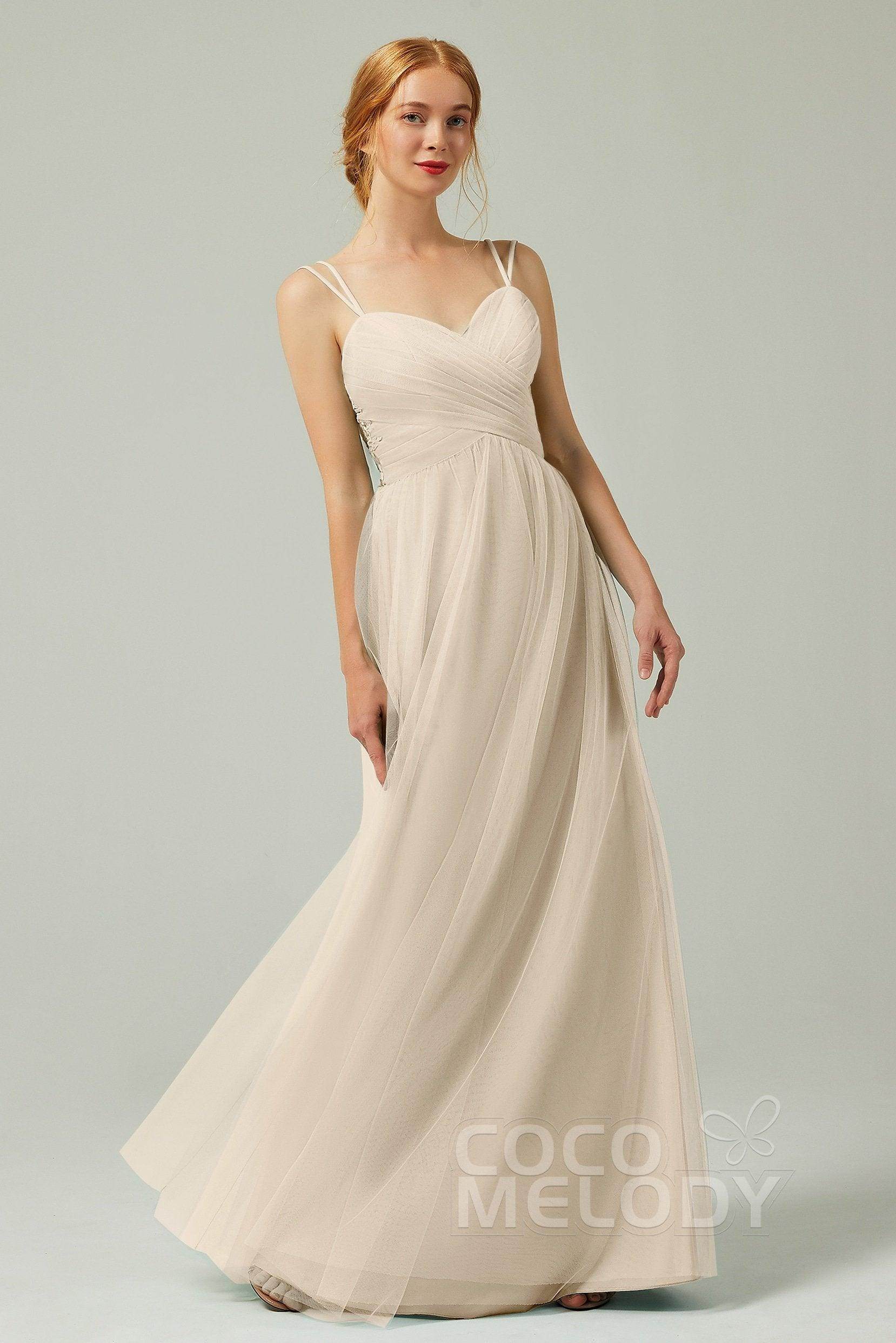 A-Line Floor Length Tulle Bridesmaid Dress CB0325