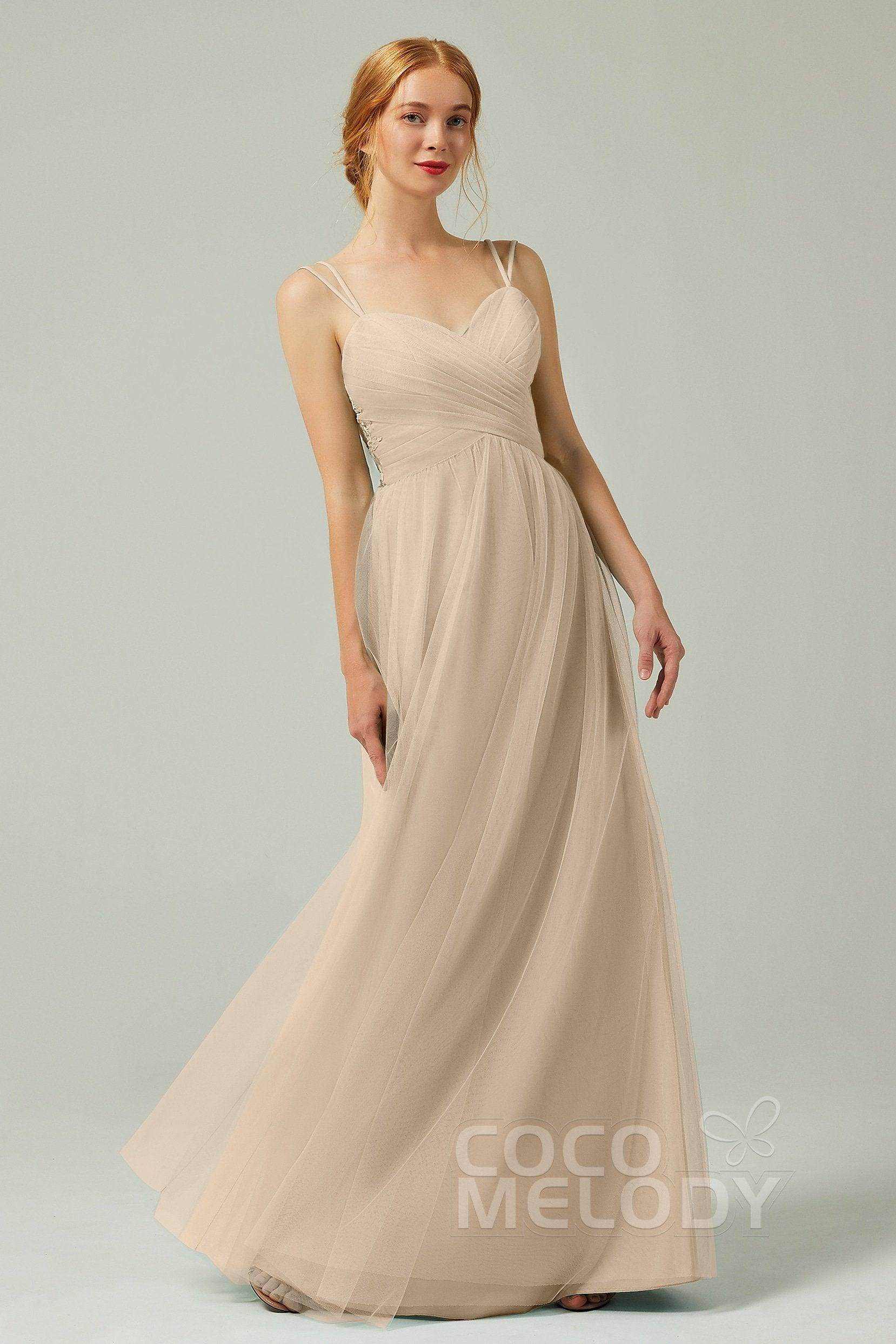 A-Line Floor Length Tulle Bridesmaid Dress CB0325