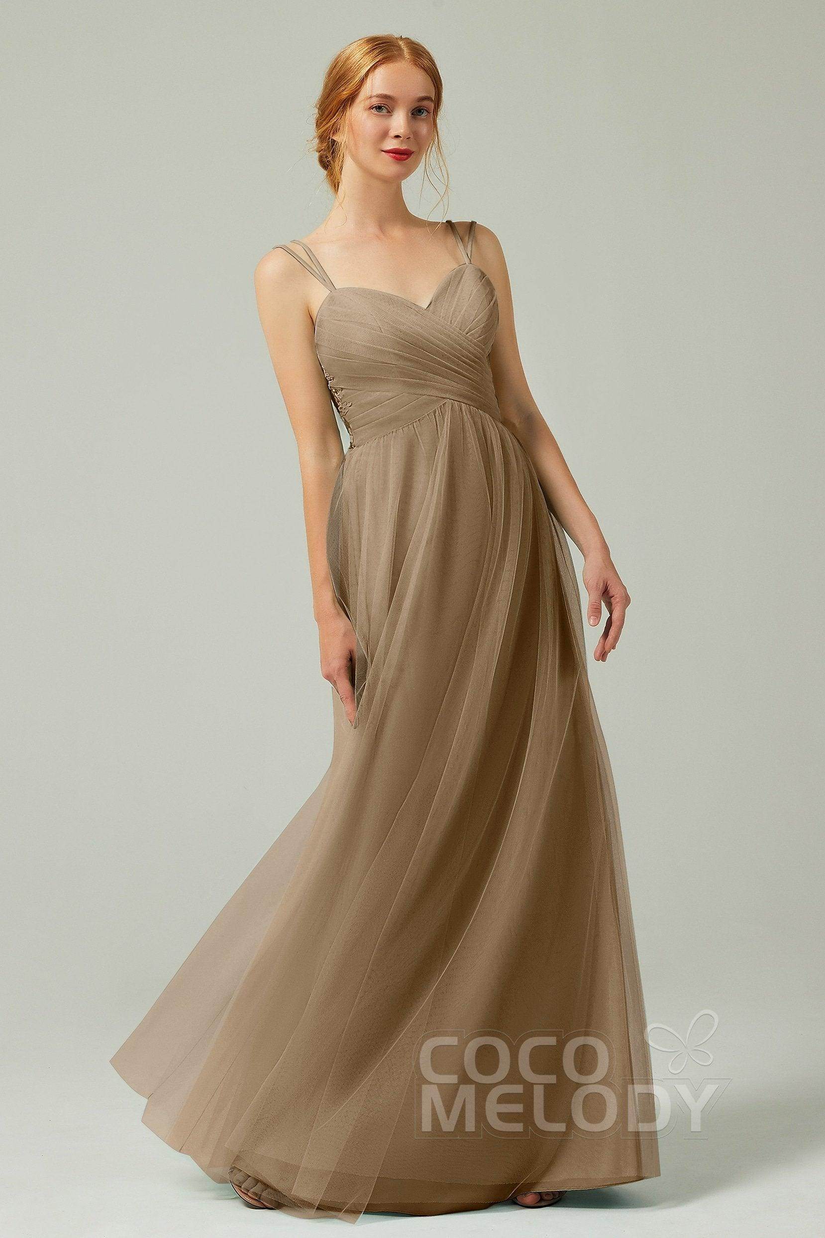 A-Line Floor Length Tulle Bridesmaid Dress CB0325