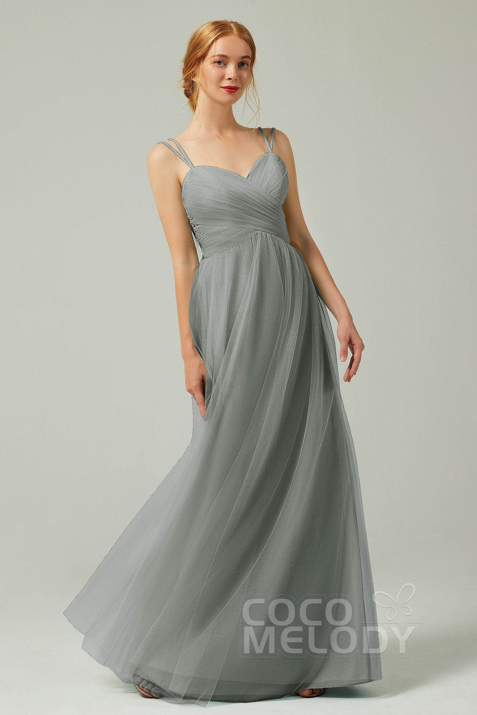 A-Line Floor Length Tulle Bridesmaid Dress CB0325
