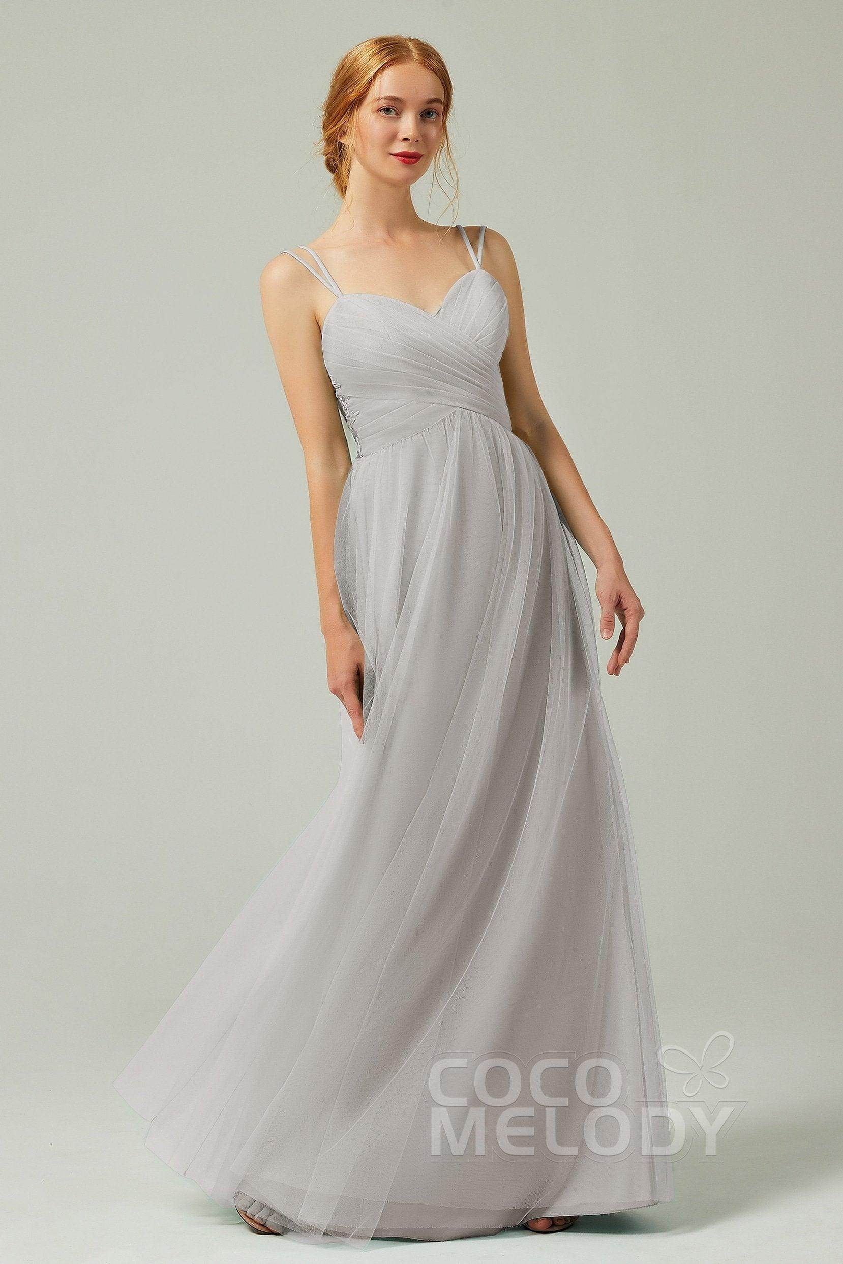 A-Line Floor Length Tulle Bridesmaid Dress CB0325