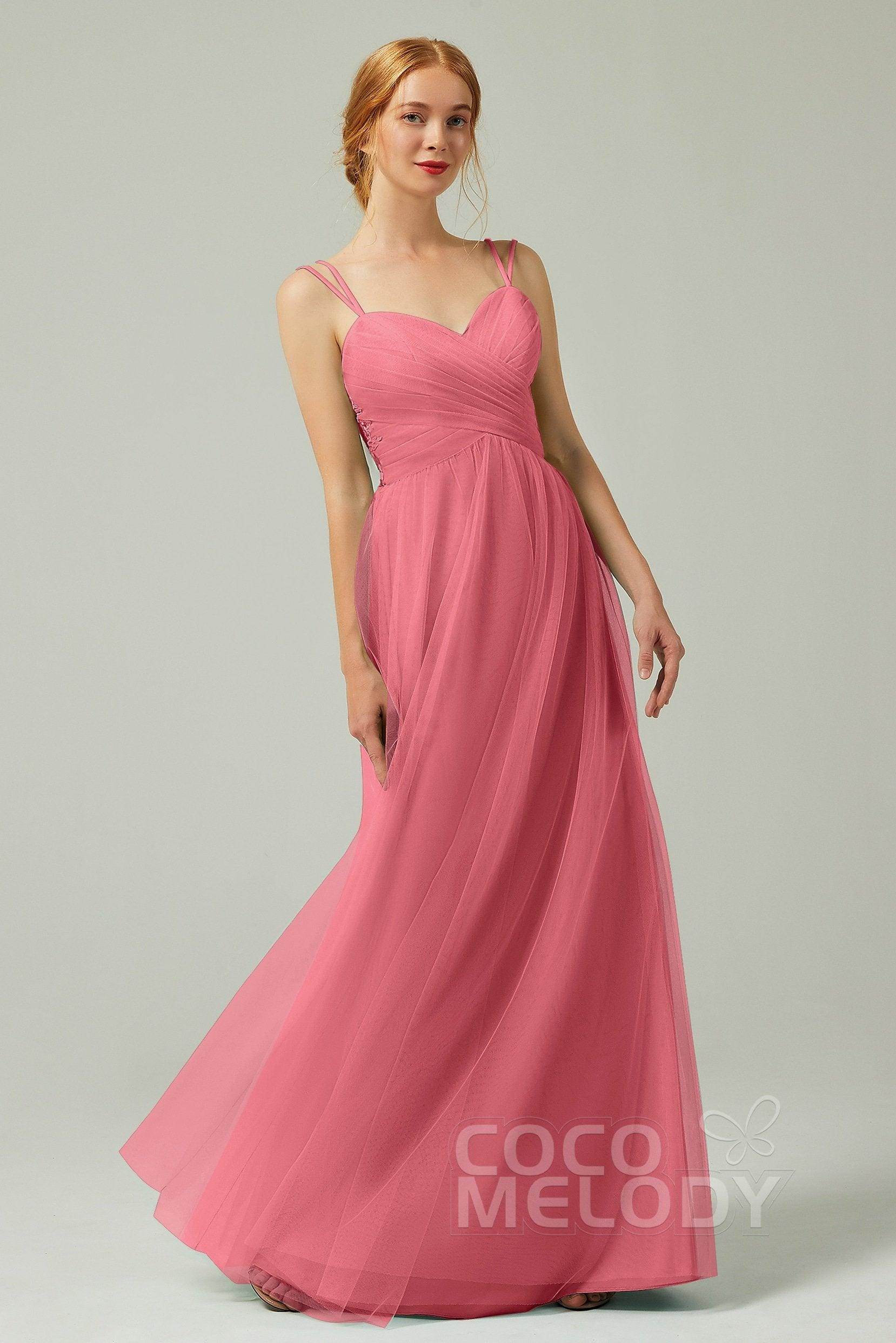 A-Line Floor Length Tulle Bridesmaid Dress CB0325