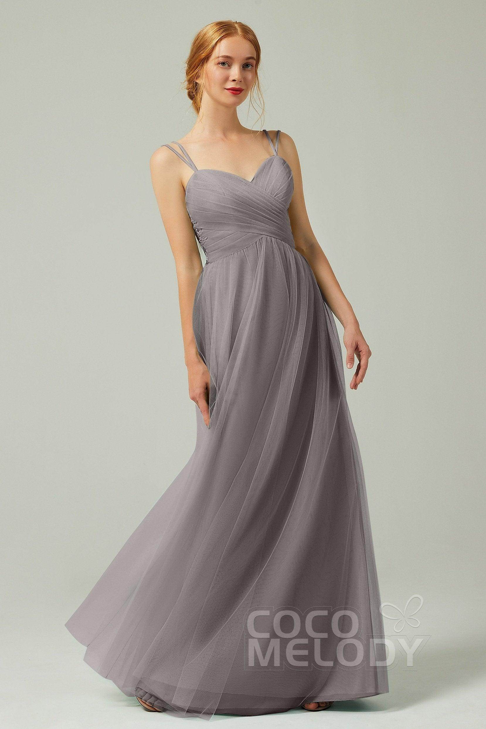 A-Line Floor Length Tulle Bridesmaid Dress CB0325