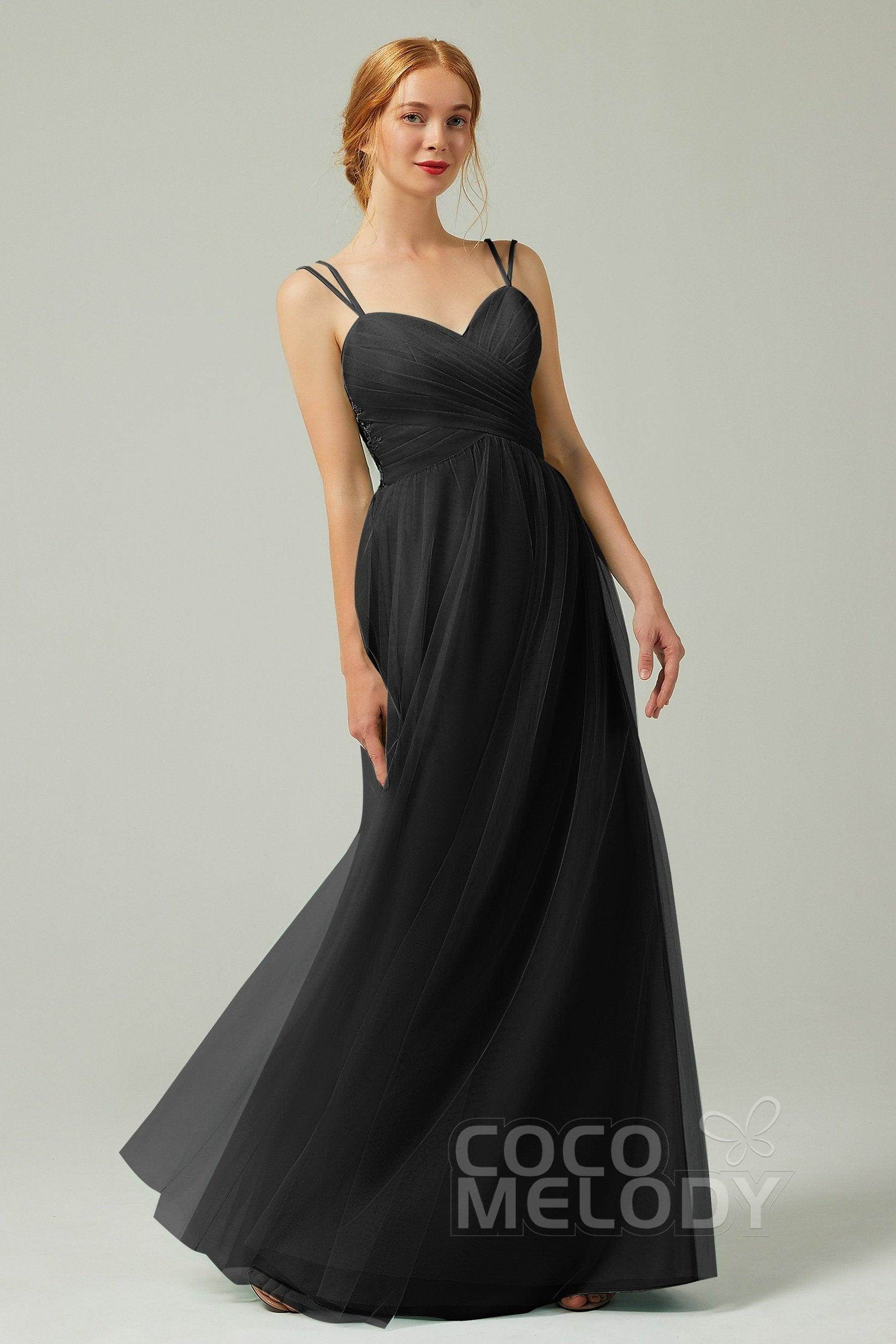 A-Line Floor Length Tulle Bridesmaid Dress CB0325