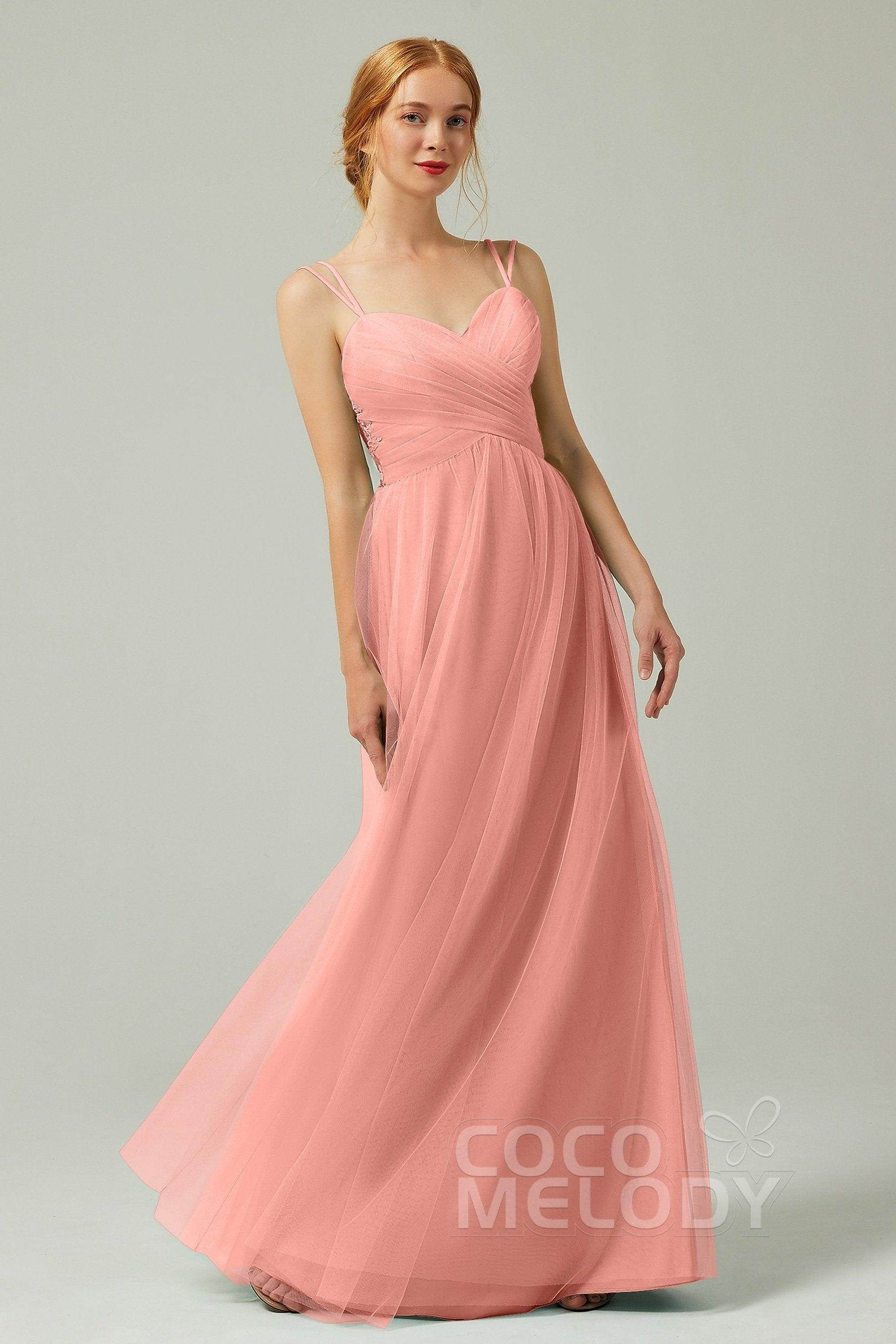 A-Line Floor Length Tulle Bridesmaid Dress CB0325