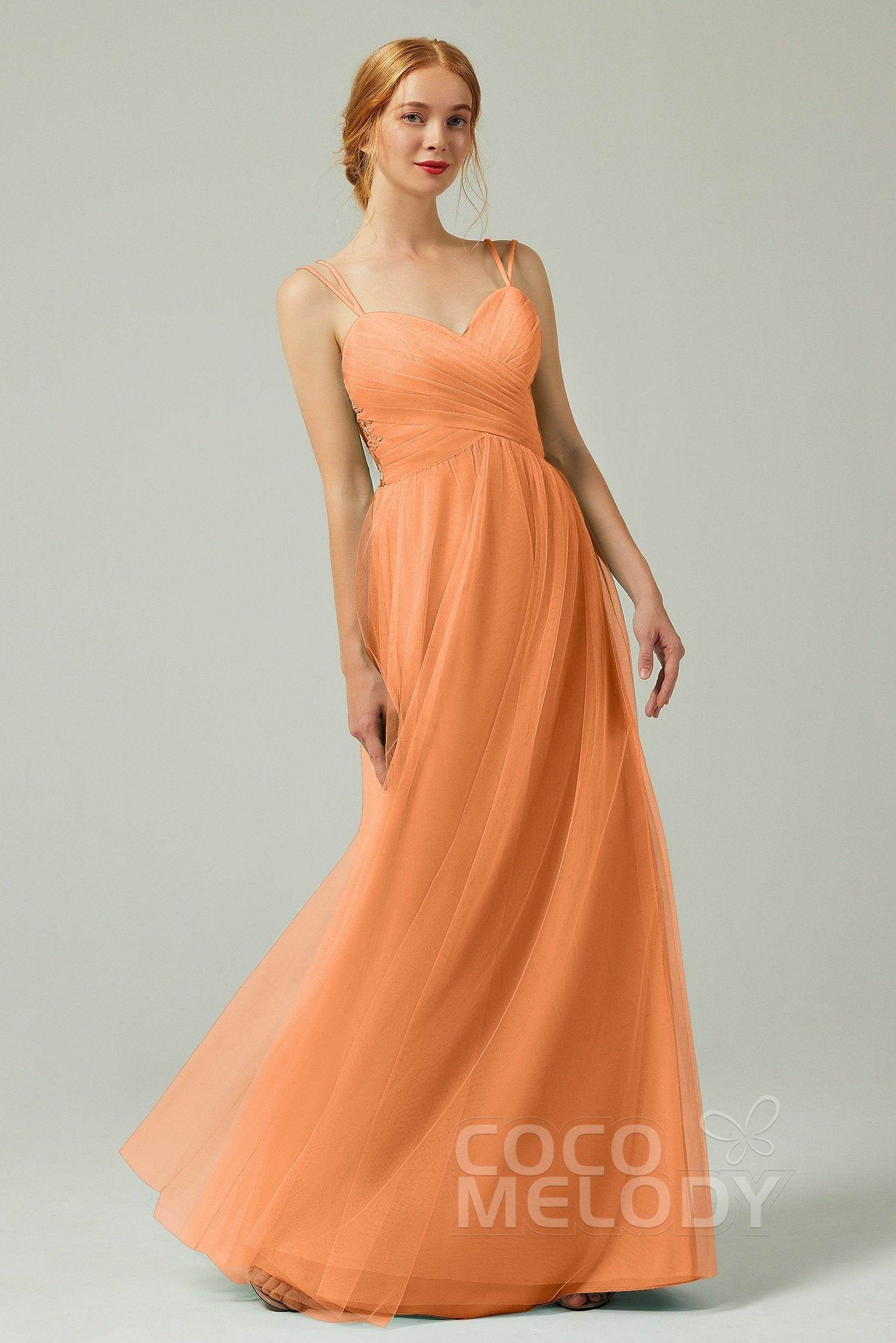 A-Line Floor Length Tulle Bridesmaid Dress CB0325