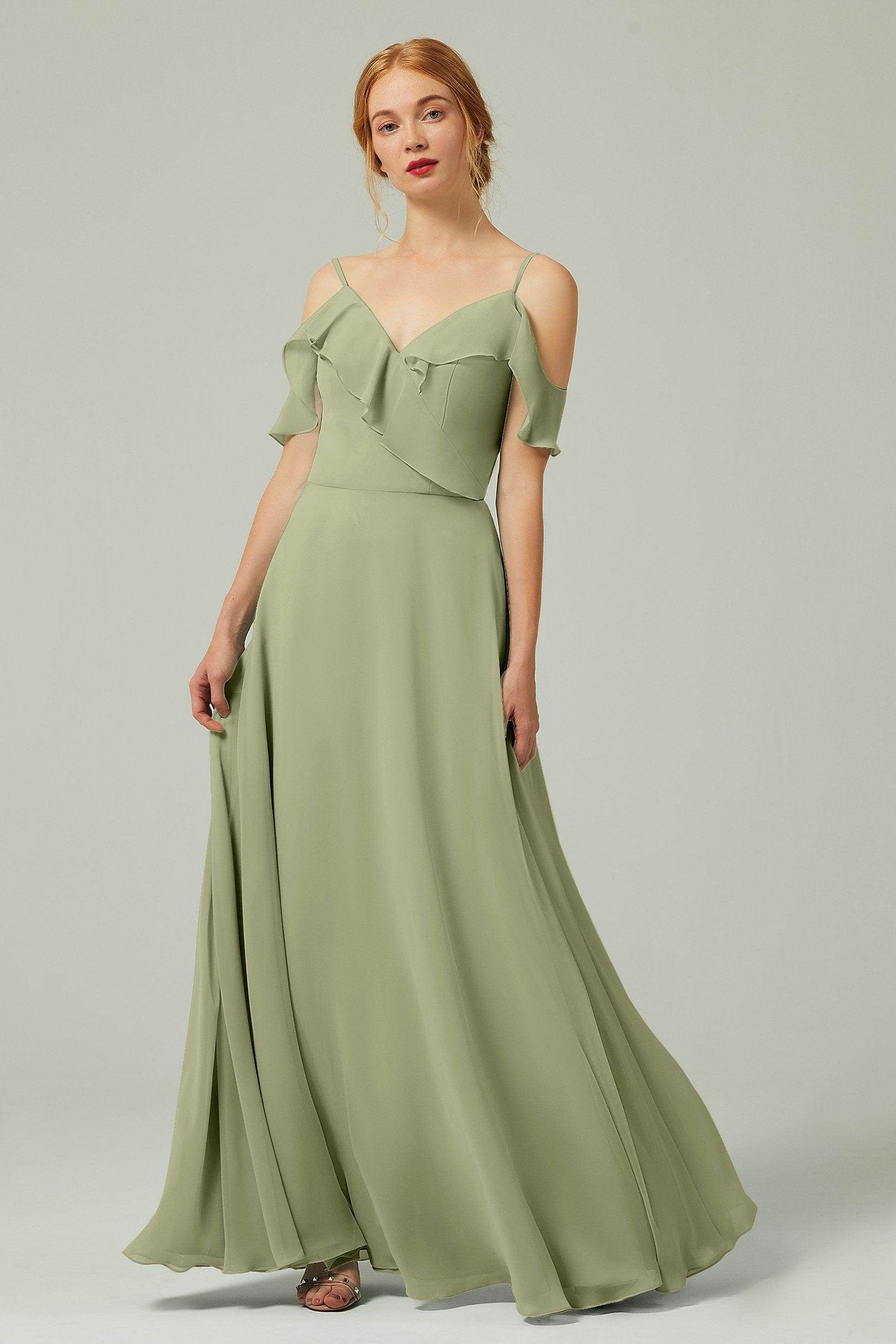 A-Line Floor Length Chiffon Bridesmaid Dress CB0326