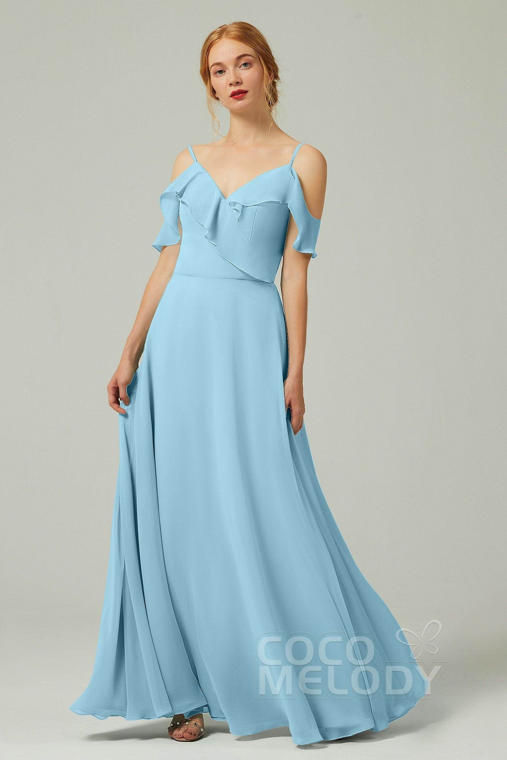 A-Line Floor Length Chiffon Bridesmaid Dress CB0326