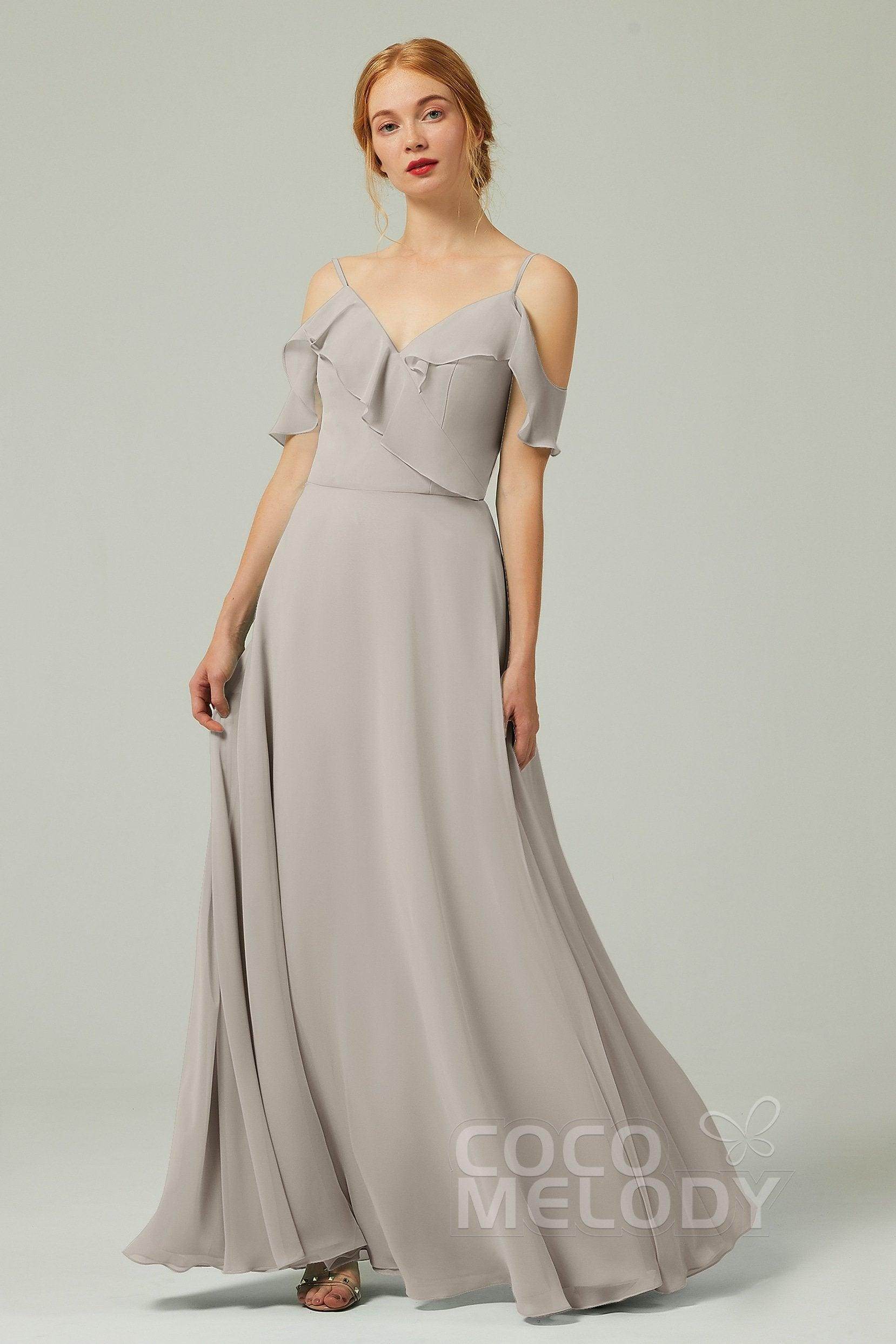 A-Line Floor Length Chiffon Bridesmaid Dress CB0326
