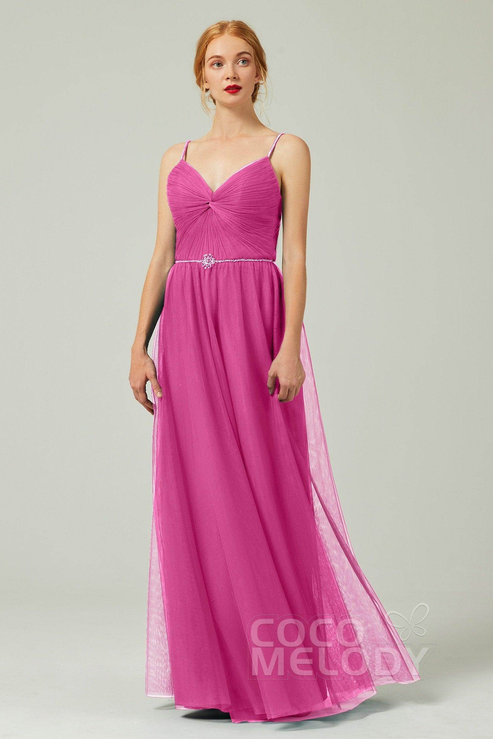 A-Line Floor Length Tulle Bridesmaid Dress CB0327