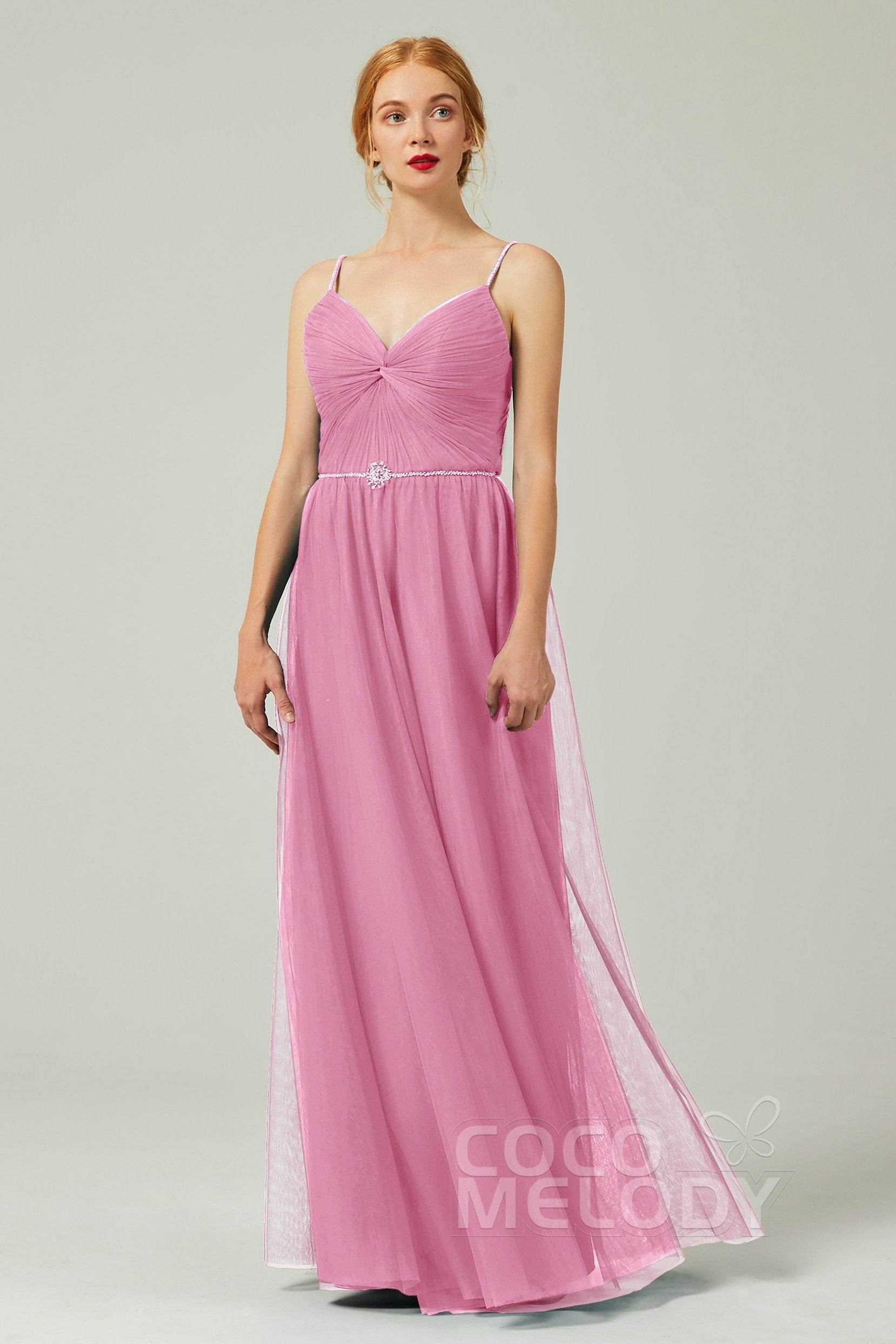 A-Line Floor Length Tulle Bridesmaid Dress CB0327