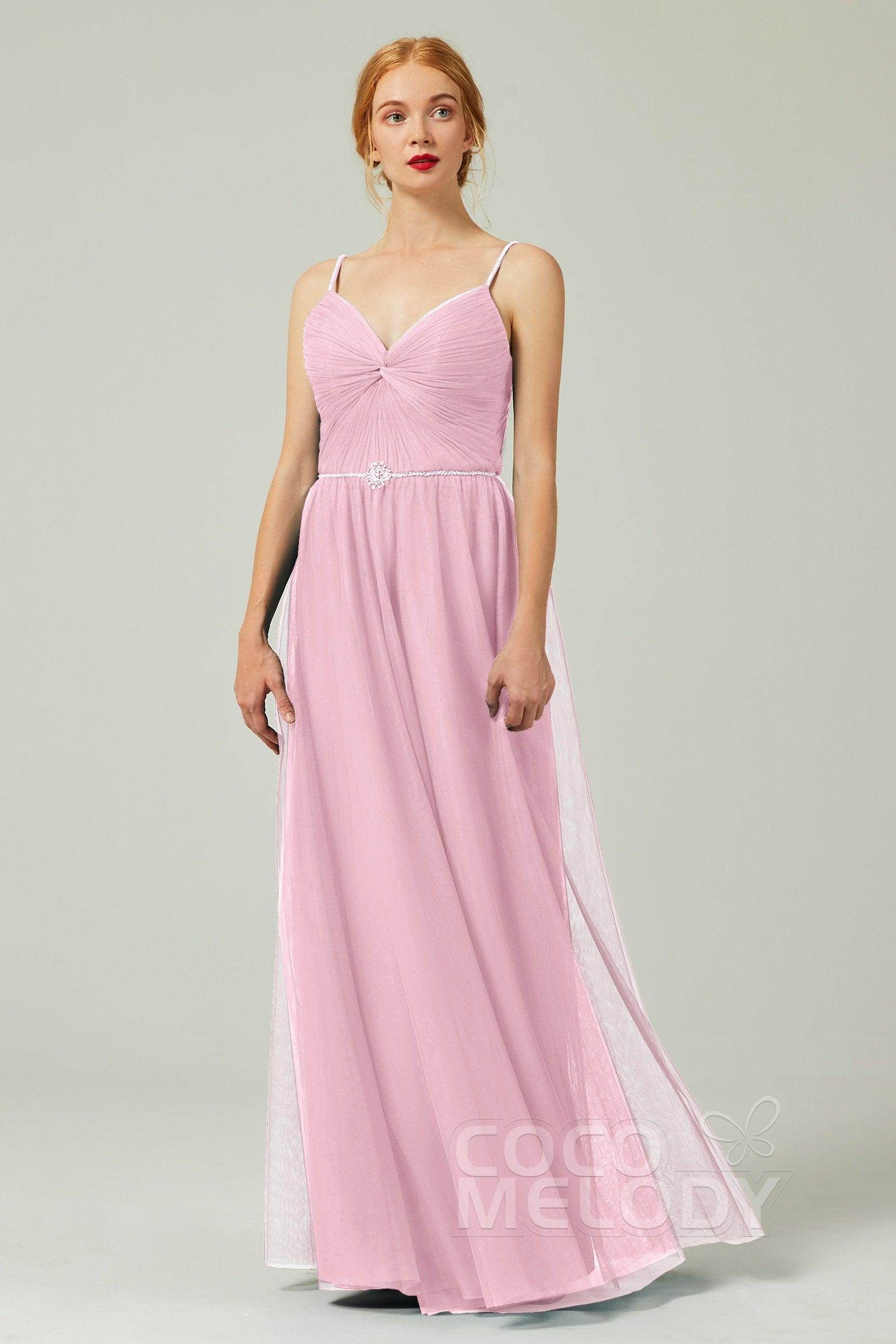 A-Line Floor Length Tulle Bridesmaid Dress CB0327