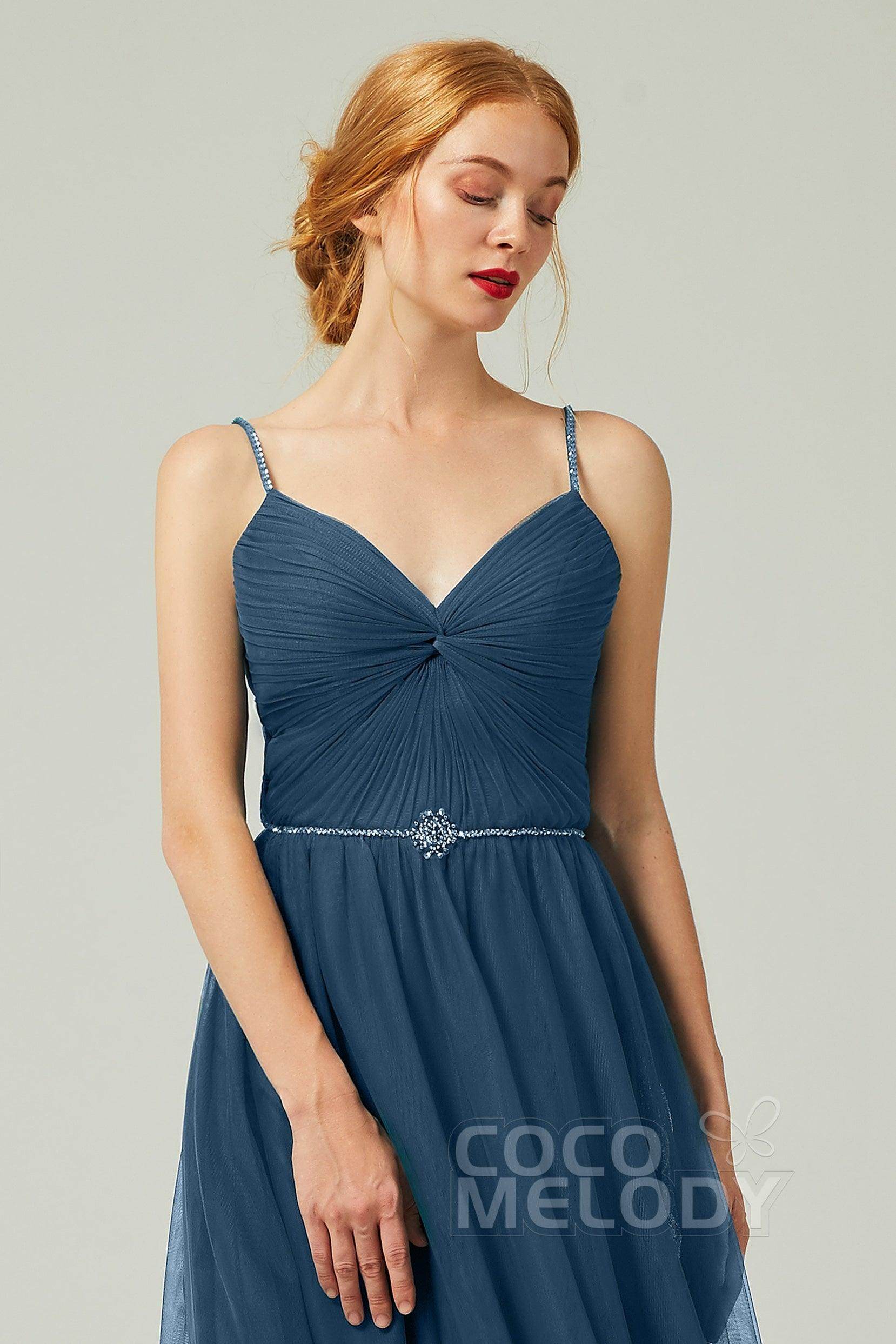 A-Line Floor Length Tulle Bridesmaid Dress CB0327