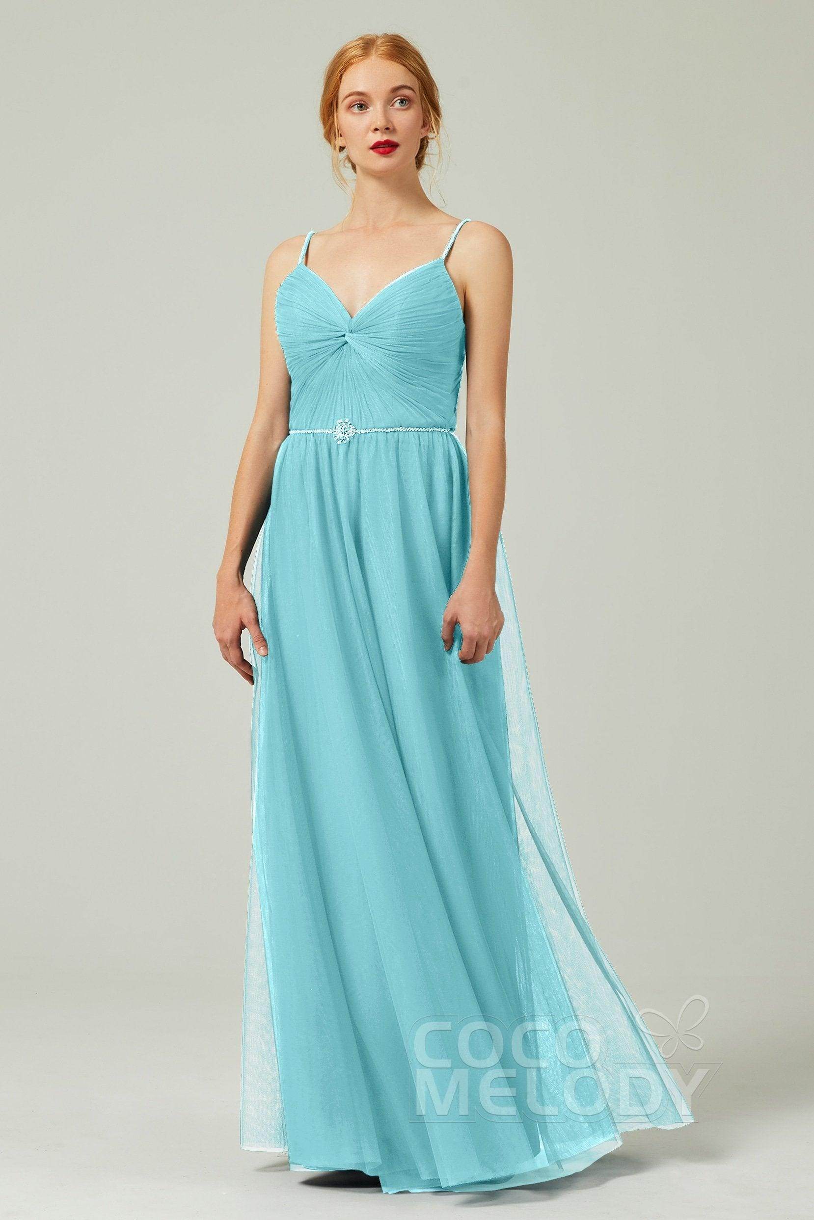 A-Line Floor Length Tulle Bridesmaid Dress CB0327