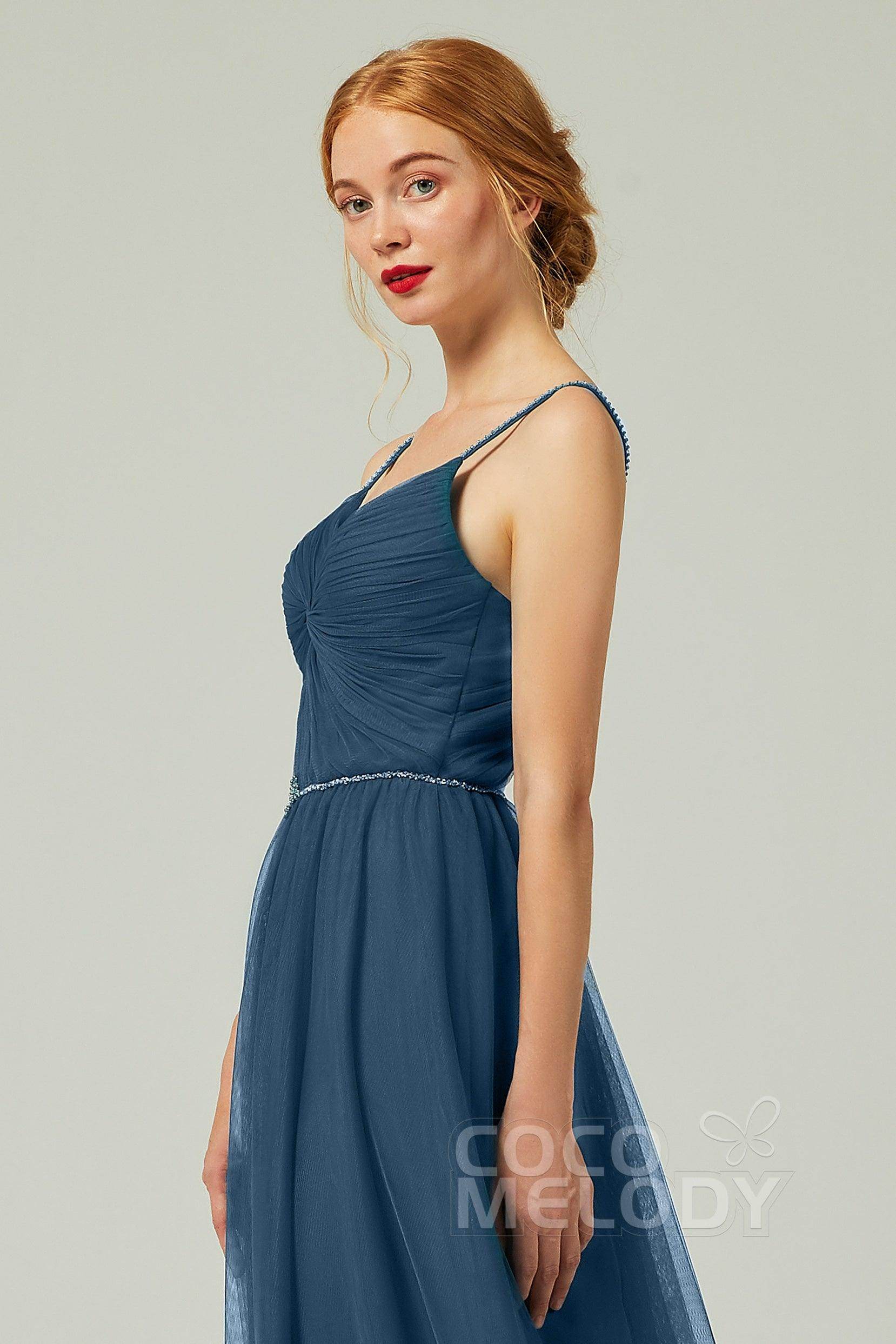 A-Line Floor Length Tulle Bridesmaid Dress CB0327