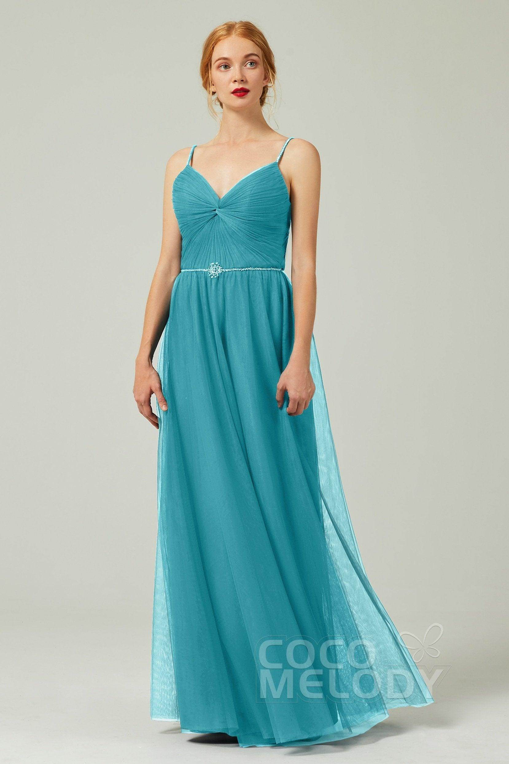 A-Line Floor Length Tulle Bridesmaid Dress CB0327