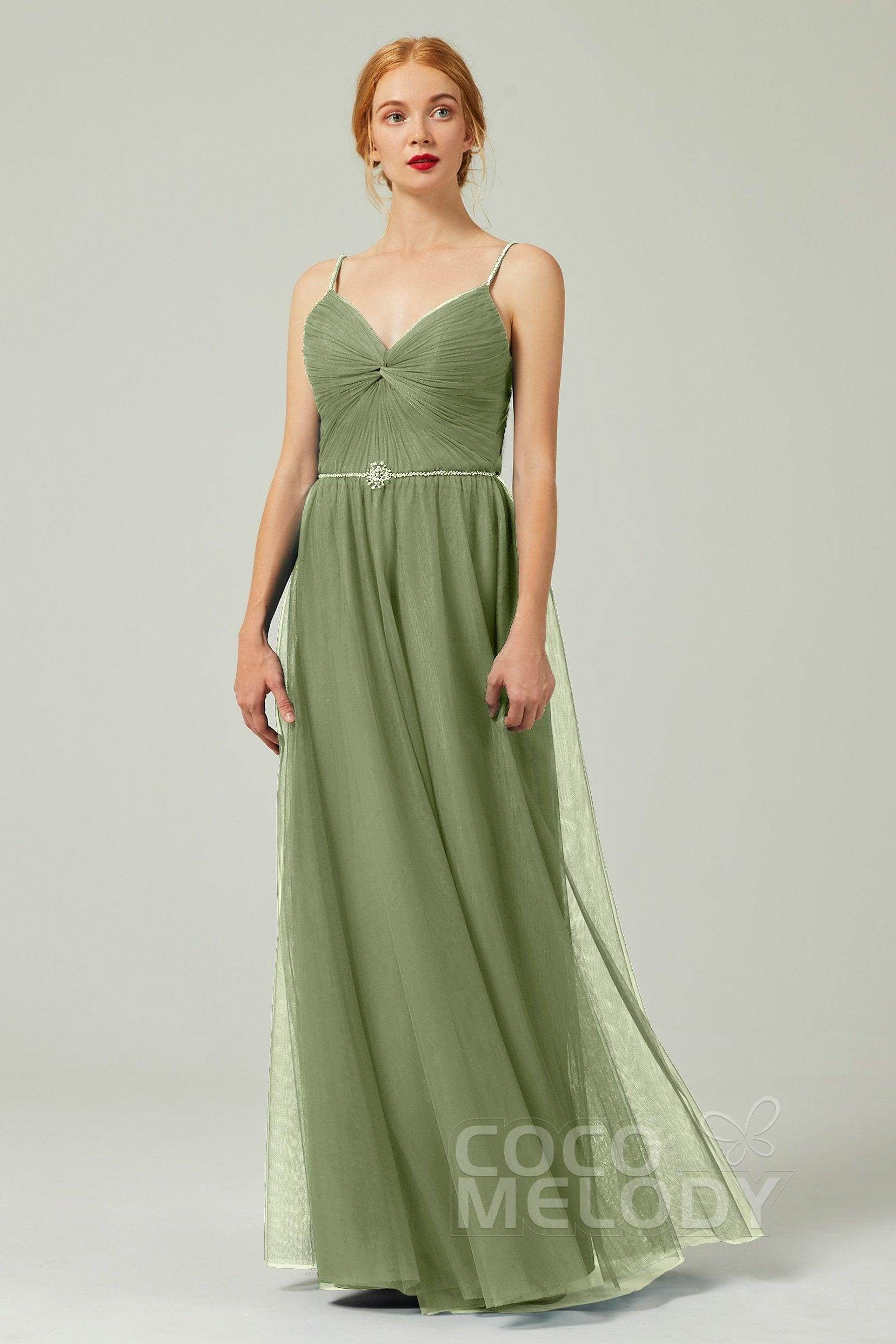 A-Line Floor Length Tulle Bridesmaid Dress CB0327