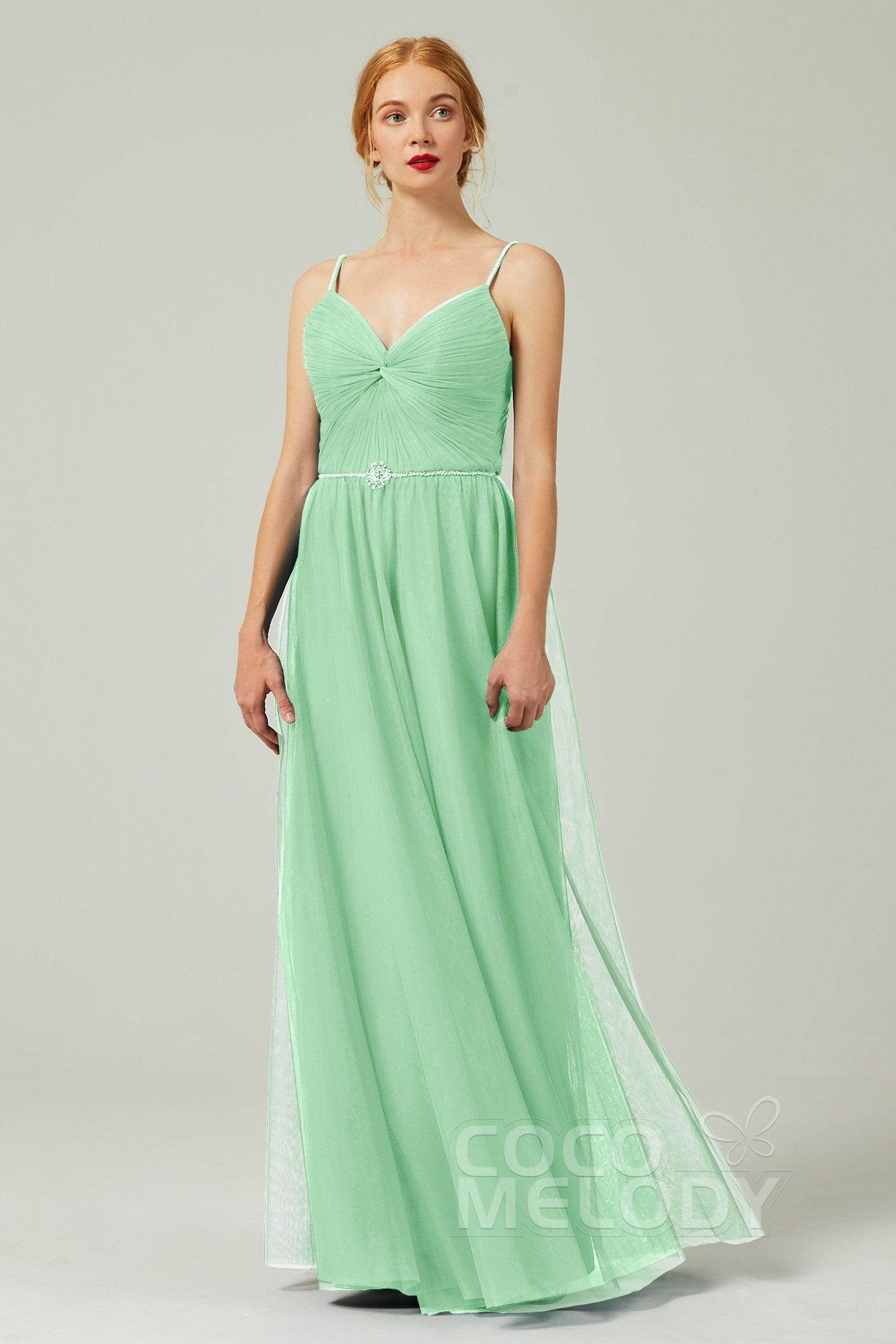 A-Line Floor Length Tulle Bridesmaid Dress CB0327