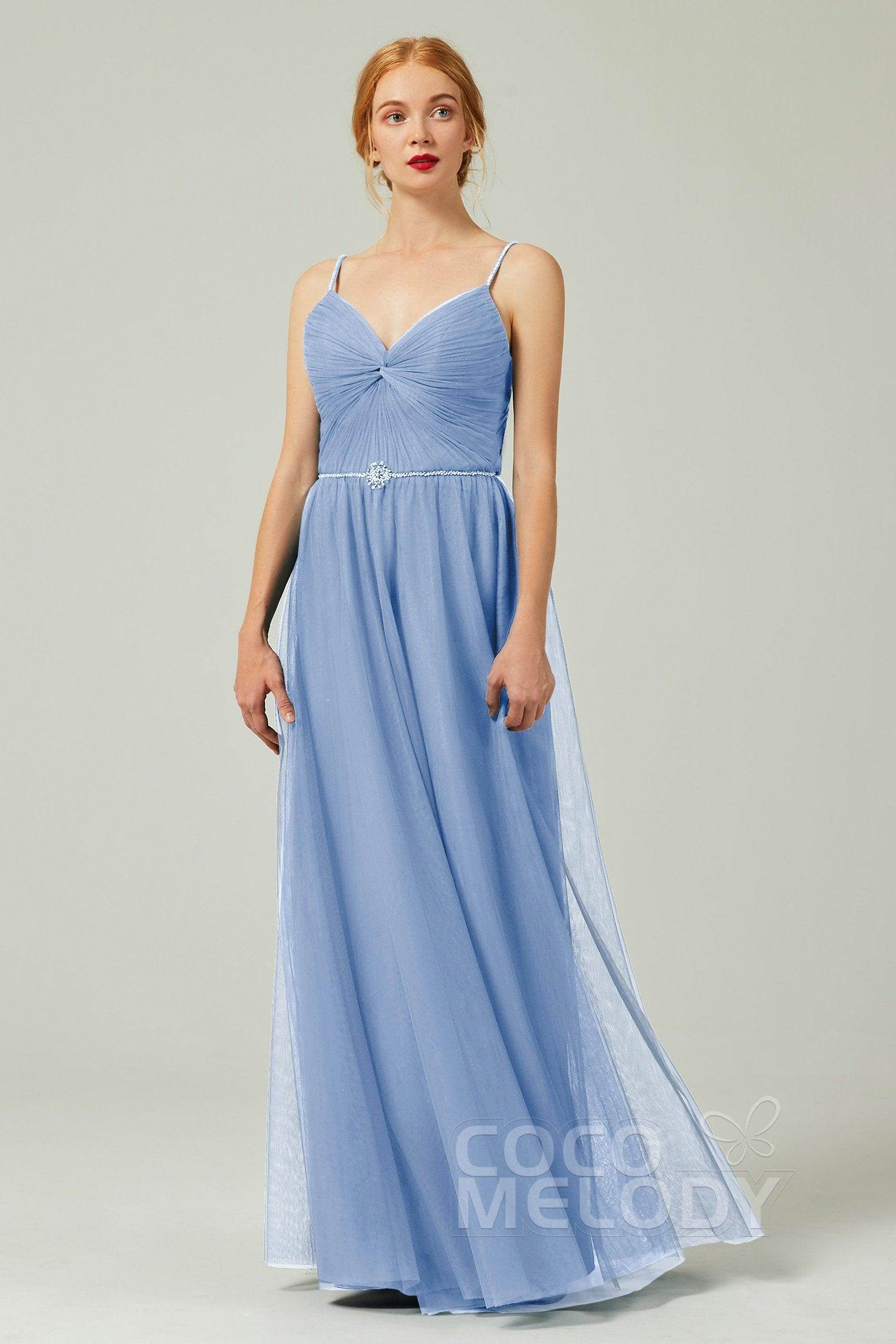 A-Line Floor Length Tulle Bridesmaid Dress CB0327