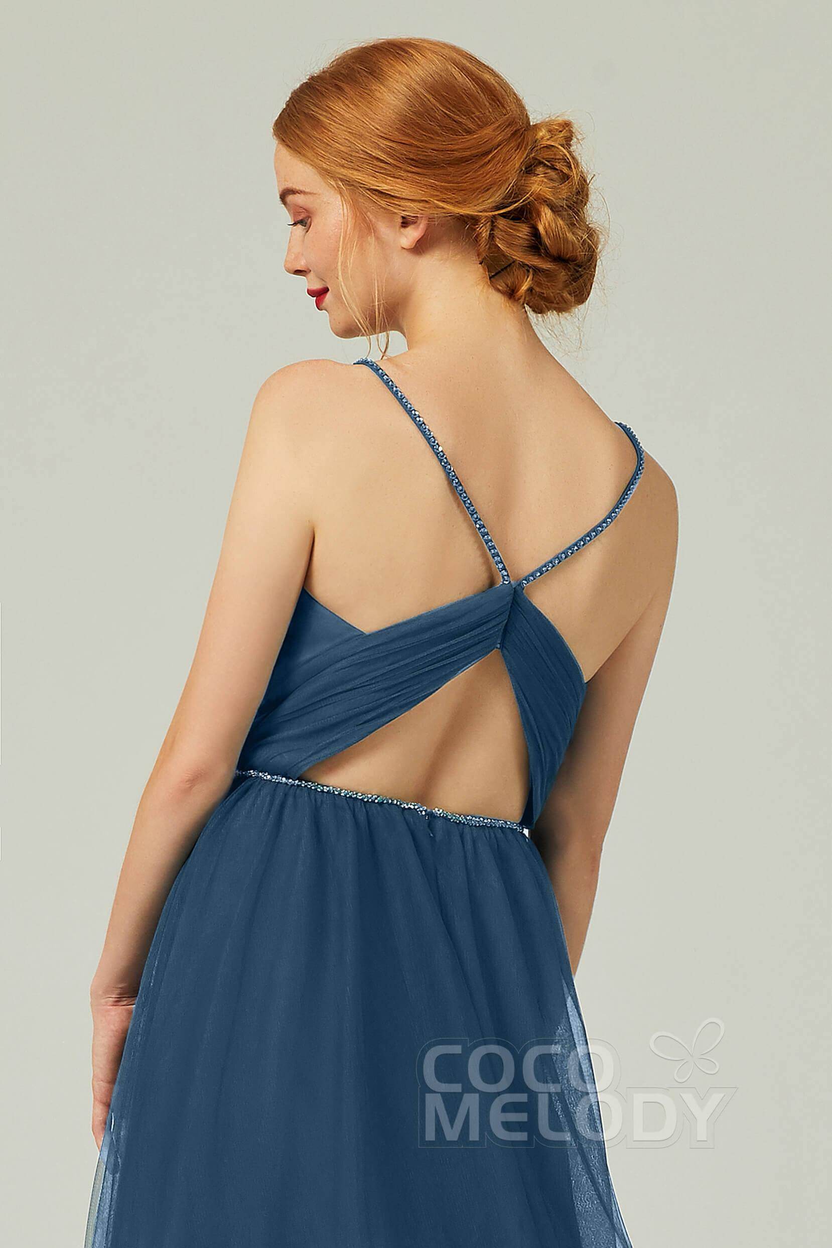 A-Line Floor Length Tulle Bridesmaid Dress CB0327