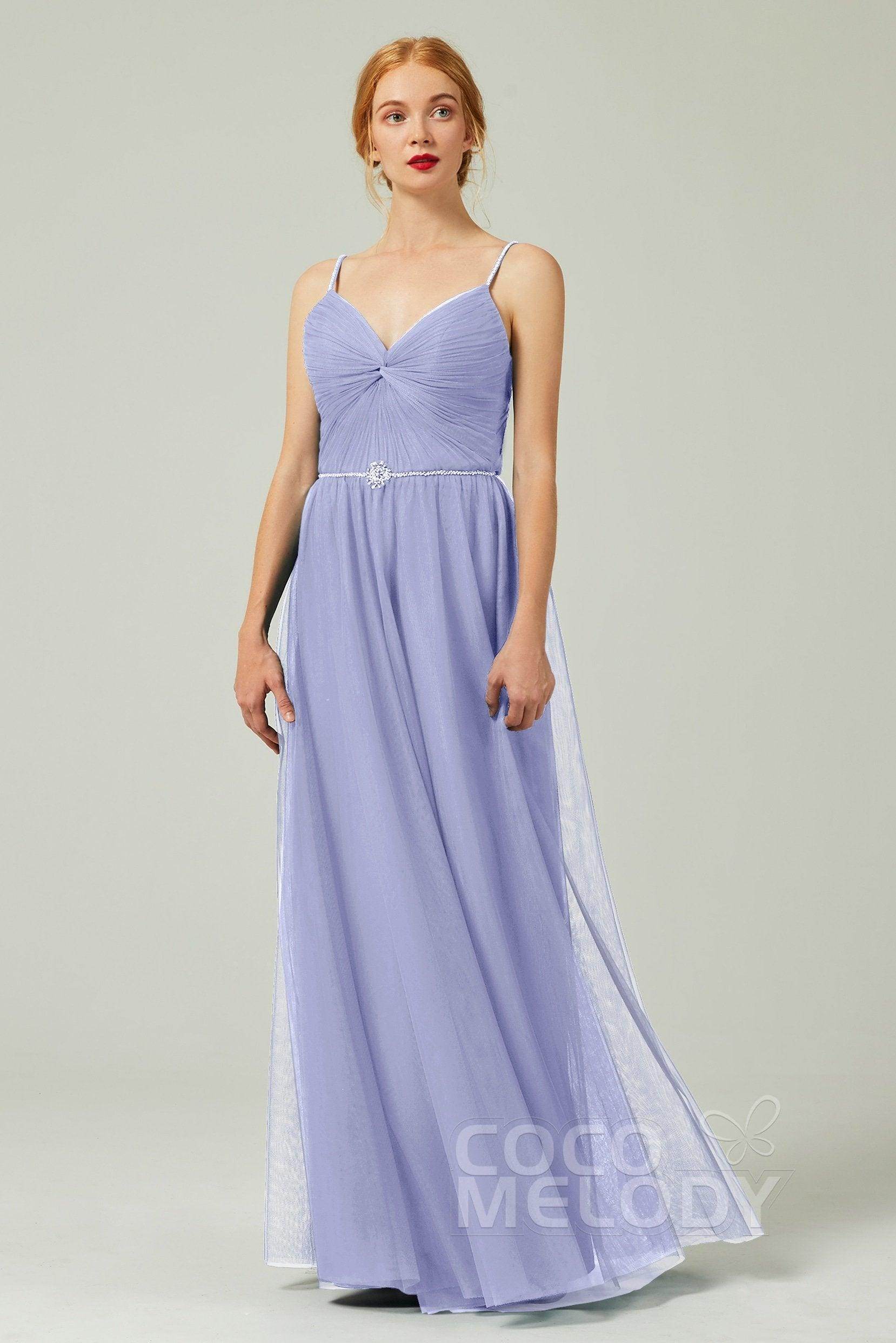 A-Line Floor Length Tulle Bridesmaid Dress CB0327