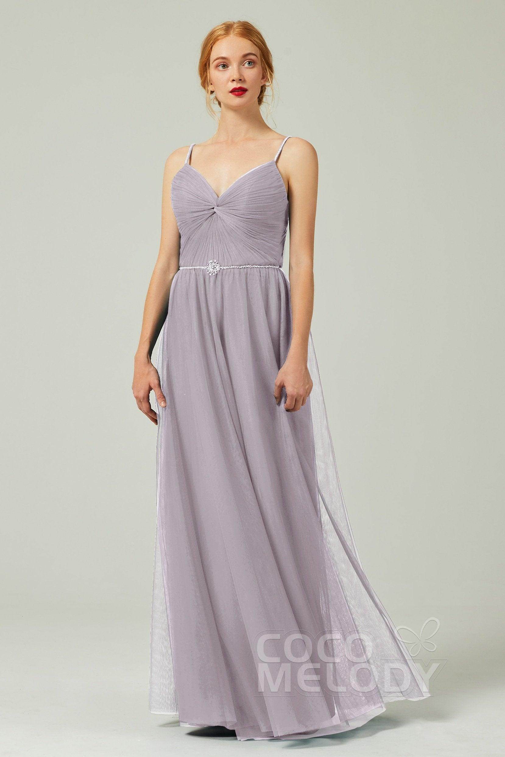 A-Line Floor Length Tulle Bridesmaid Dress CB0327