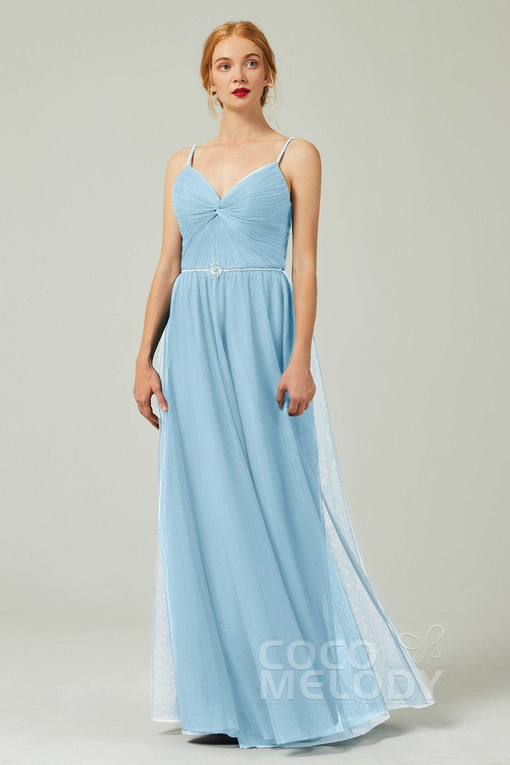 A-Line Floor Length Tulle Bridesmaid Dress CB0327