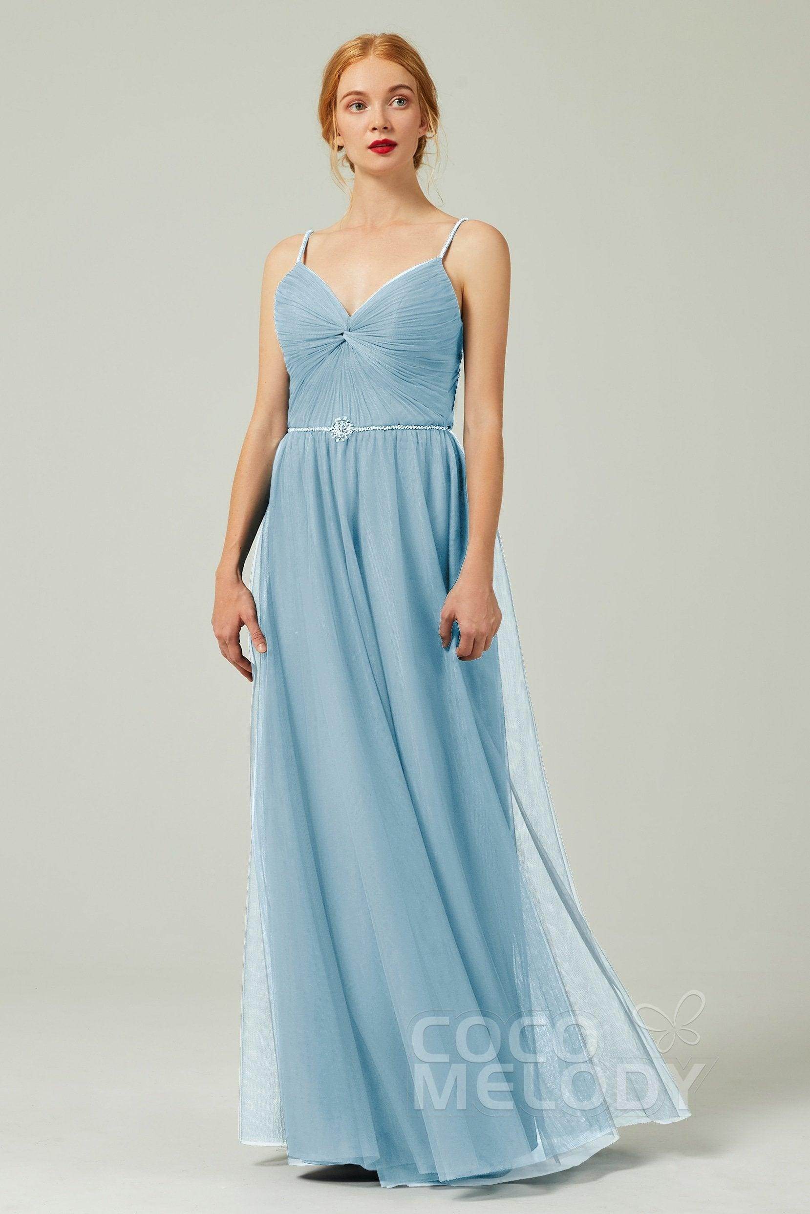 A-Line Floor Length Tulle Bridesmaid Dress CB0327