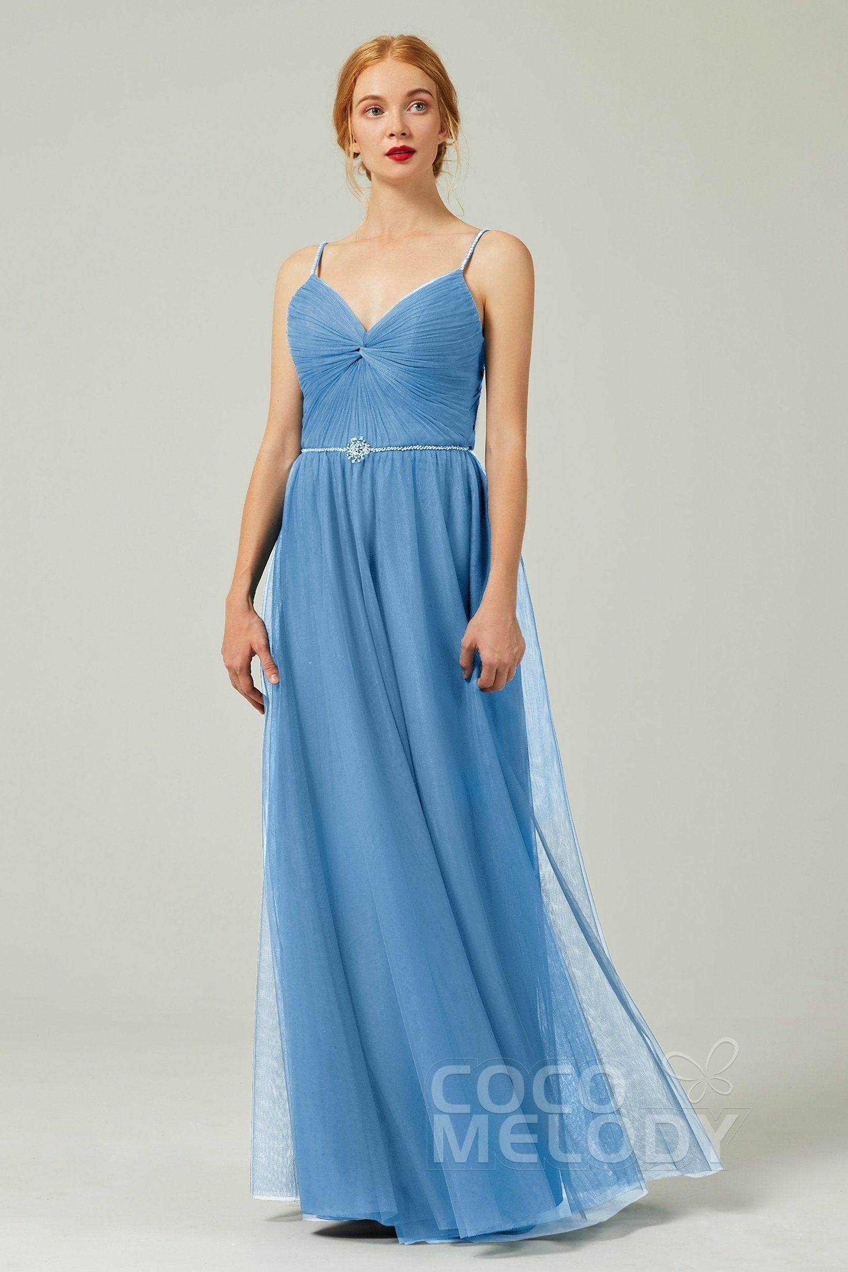 A-Line Floor Length Tulle Bridesmaid Dress CB0327
