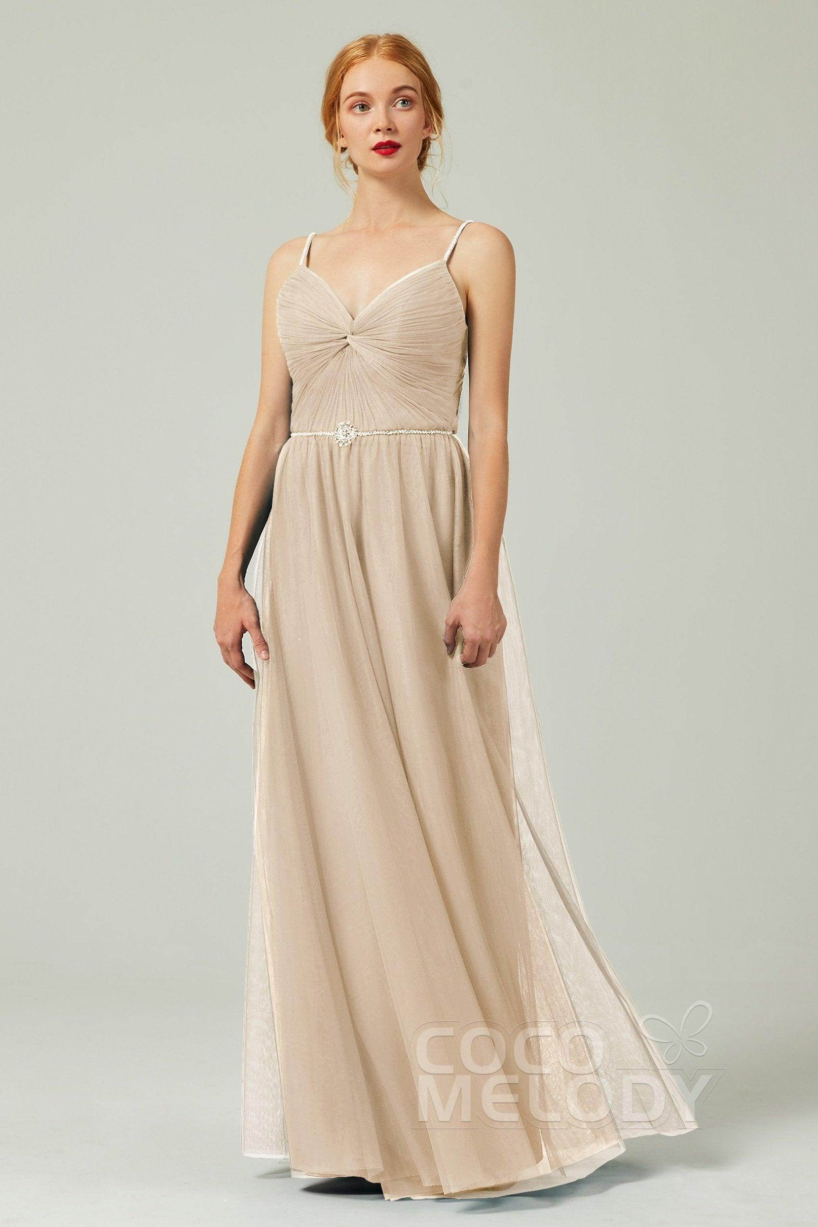 A-Line Floor Length Tulle Bridesmaid Dress CB0327