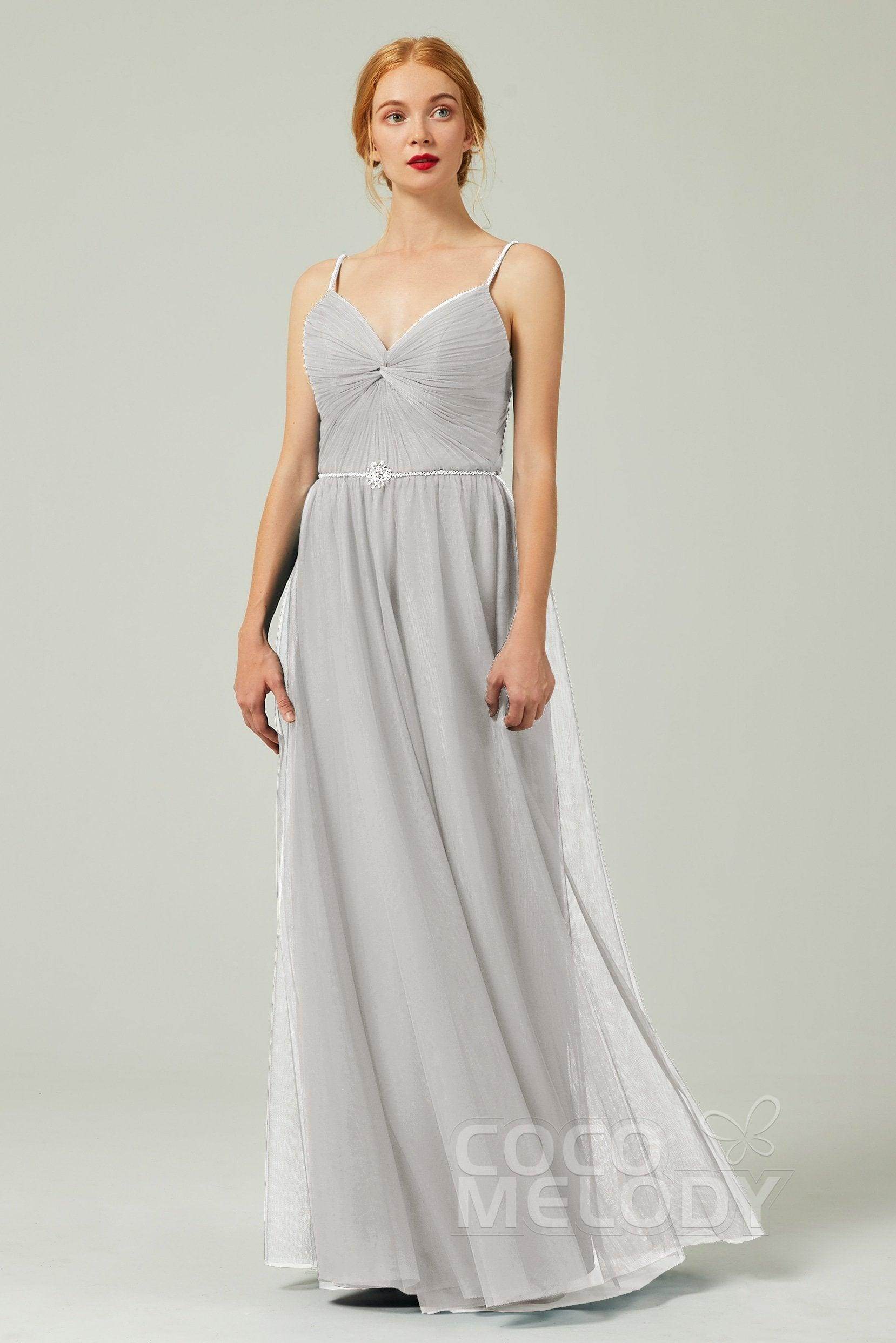 A-Line Floor Length Tulle Bridesmaid Dress CB0327