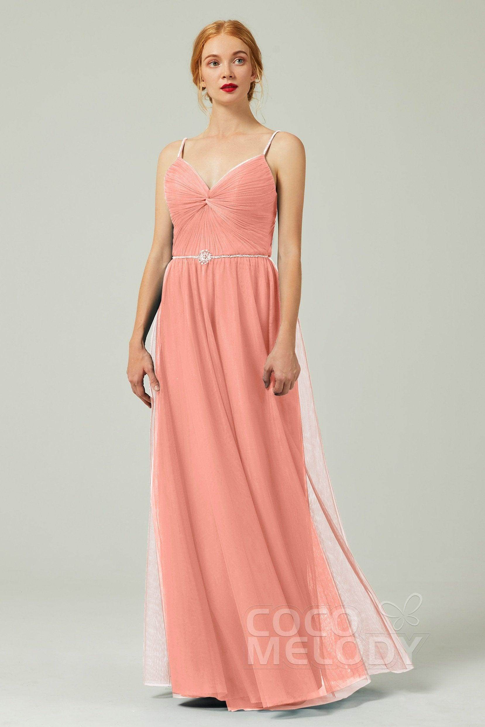 A-Line Floor Length Tulle Bridesmaid Dress CB0327