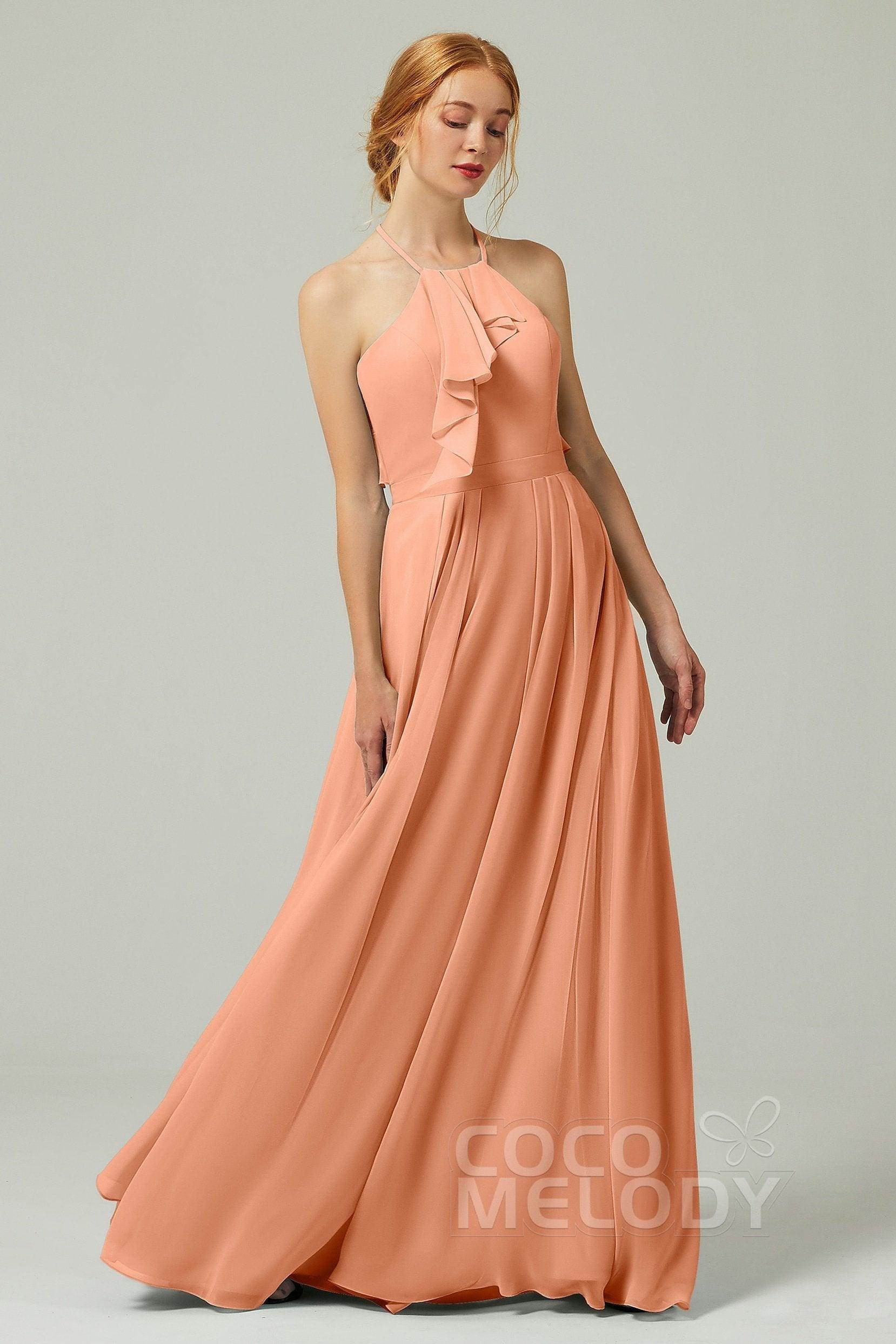A-Line Floor Length Chiffon Bridesmaid Dress CB0328