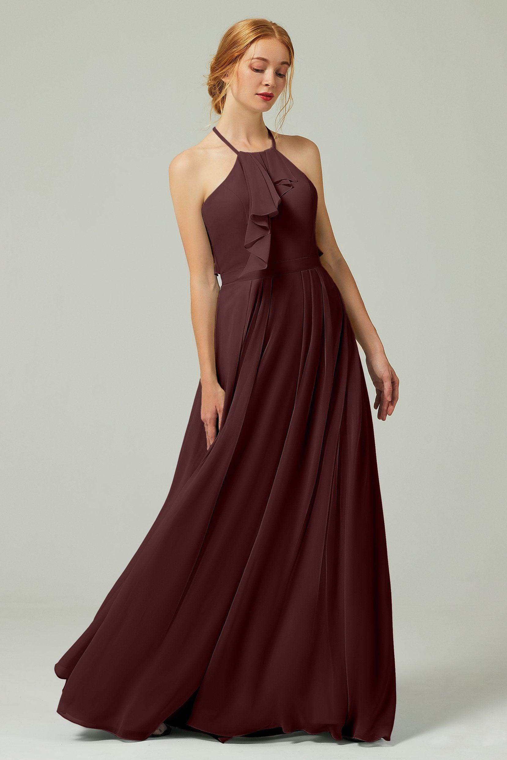 A-Line Floor Length Chiffon Bridesmaid Dress CB0328