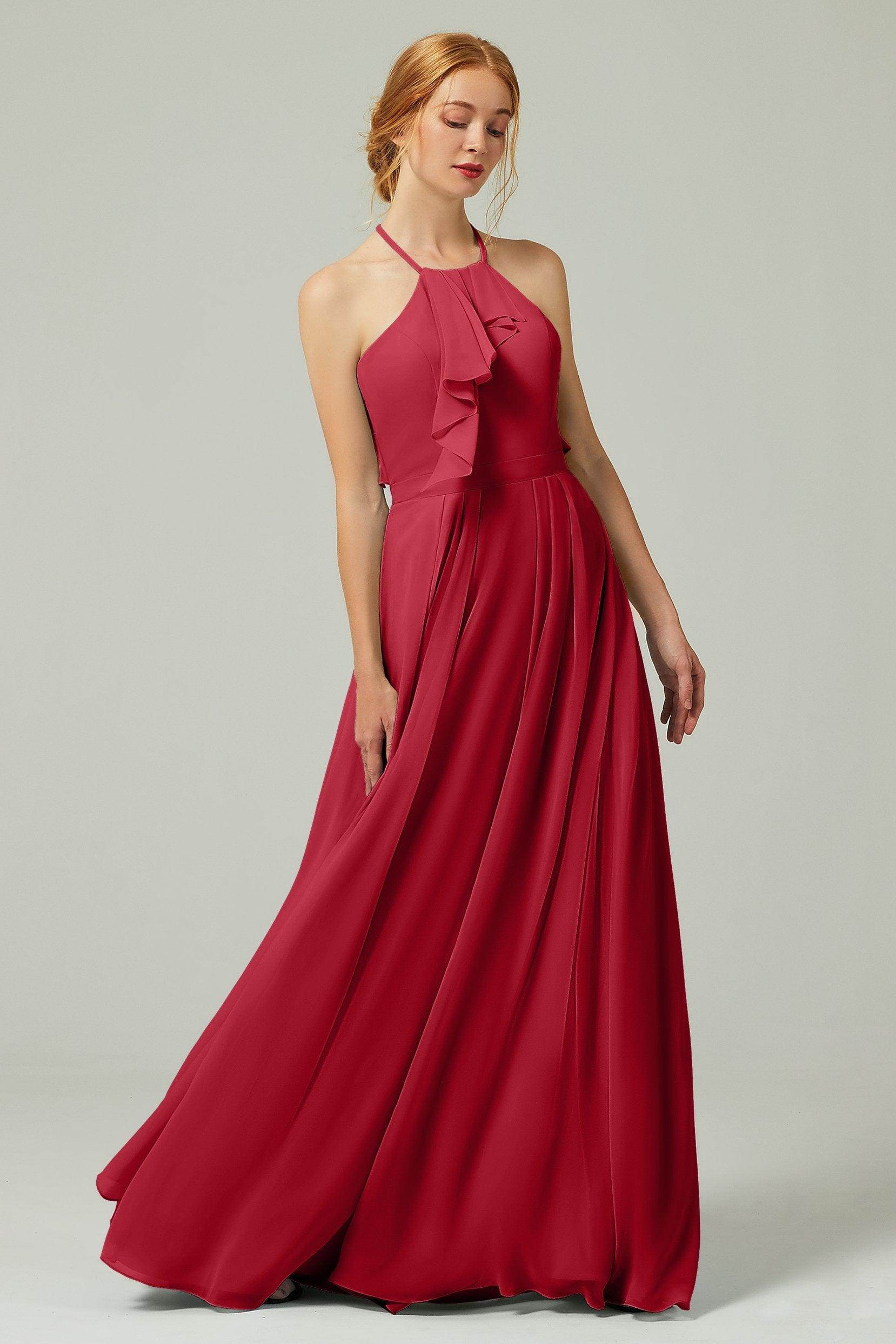 A-Line Floor Length Chiffon Bridesmaid Dress CB0328