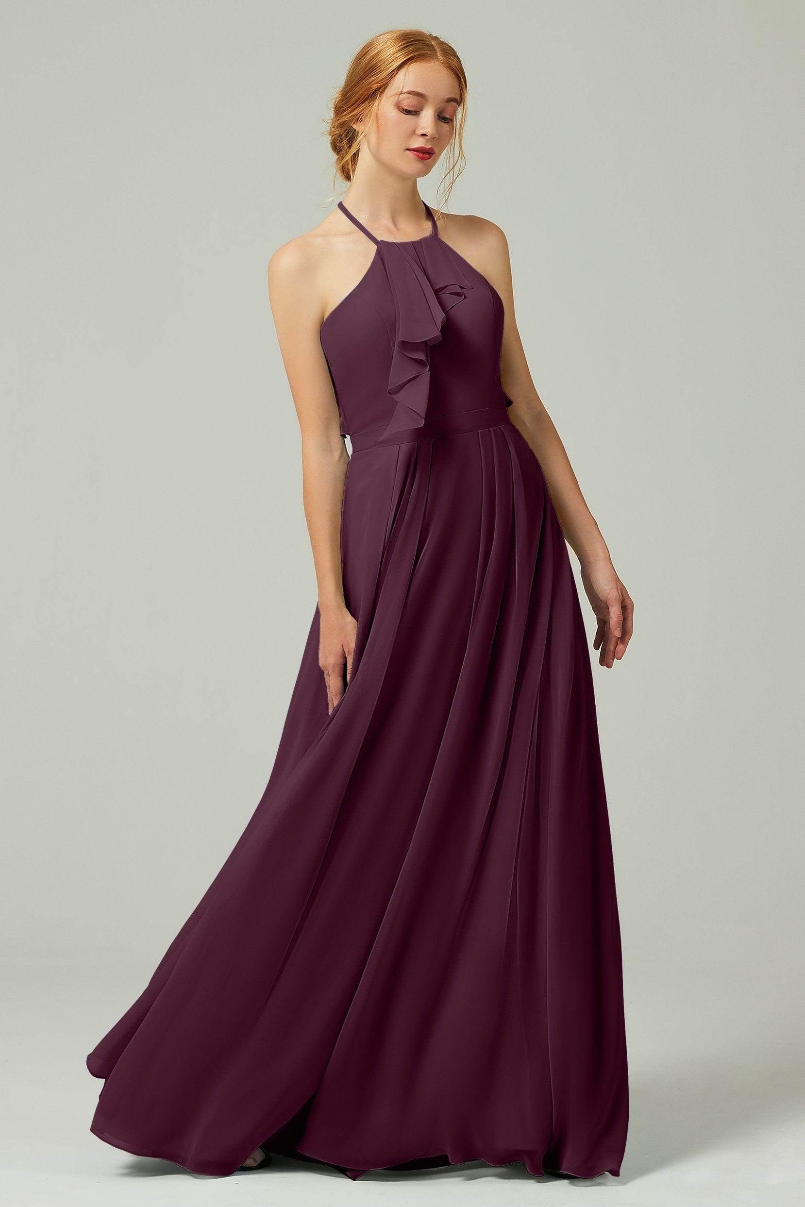 A-Line Floor Length Chiffon Bridesmaid Dress CB0328
