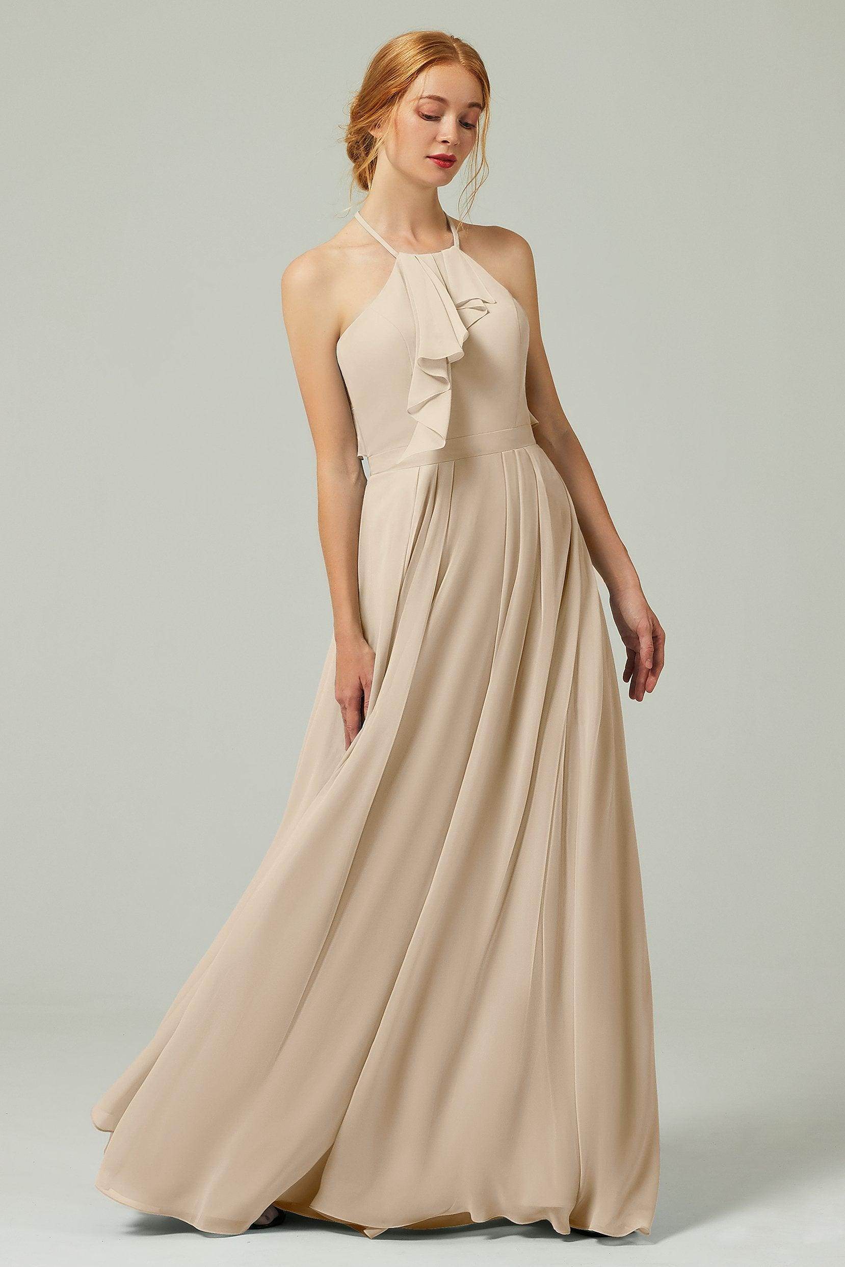 A-Line Floor Length Chiffon Bridesmaid Dress CB0328